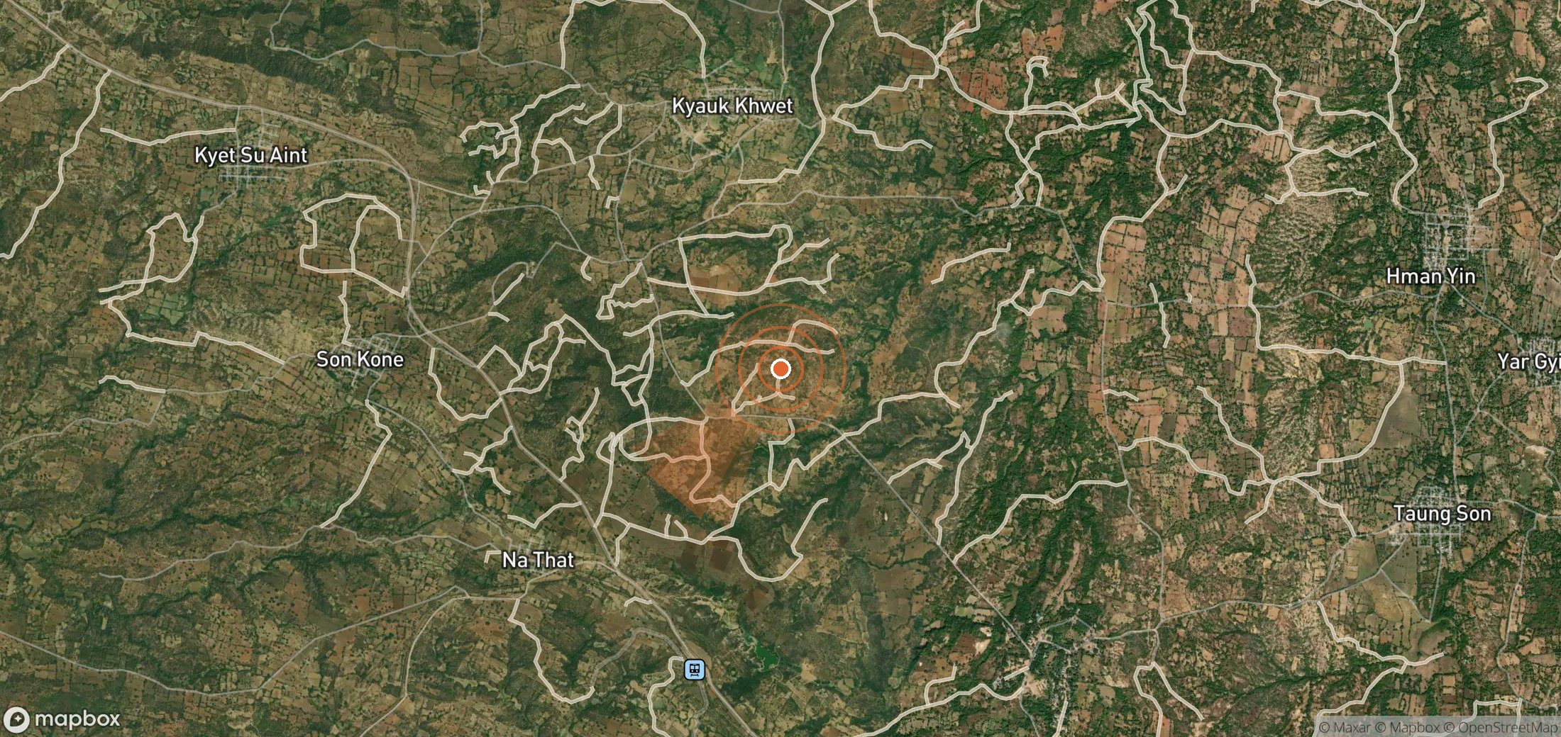 Satellite map of methane plume locations in Myanmar