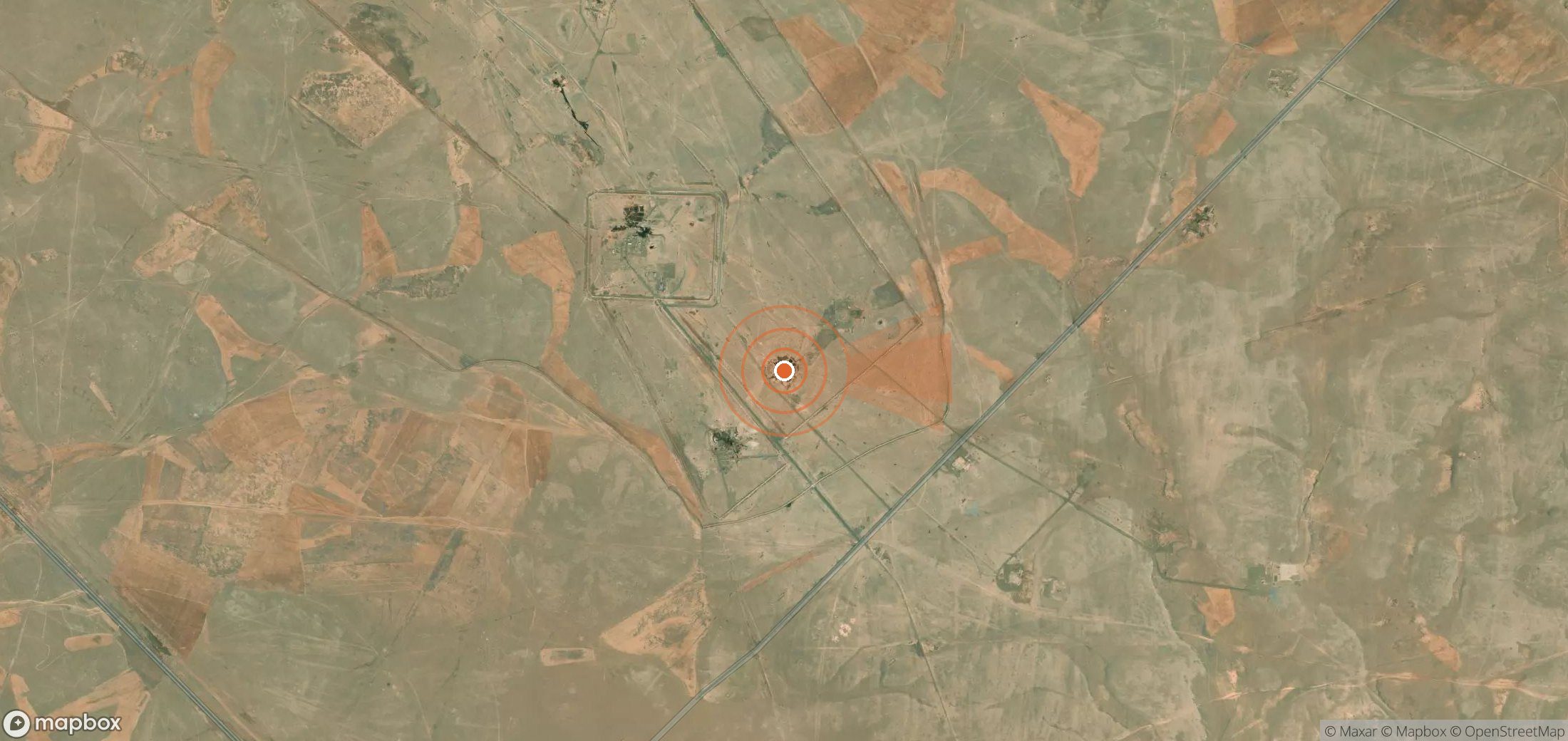 Satellite map of methane plume locations in Syria