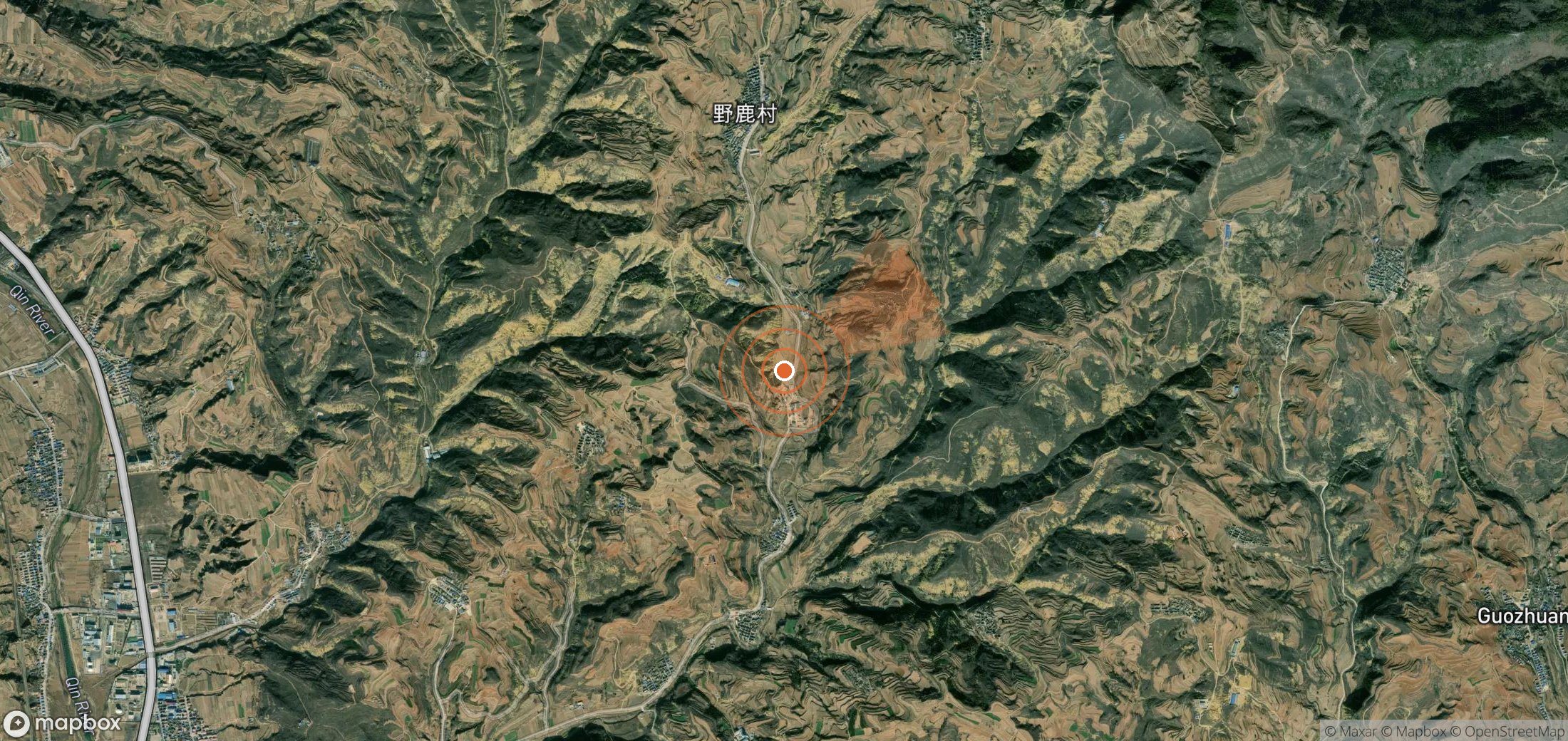 Satellite map of methane plume locations in China