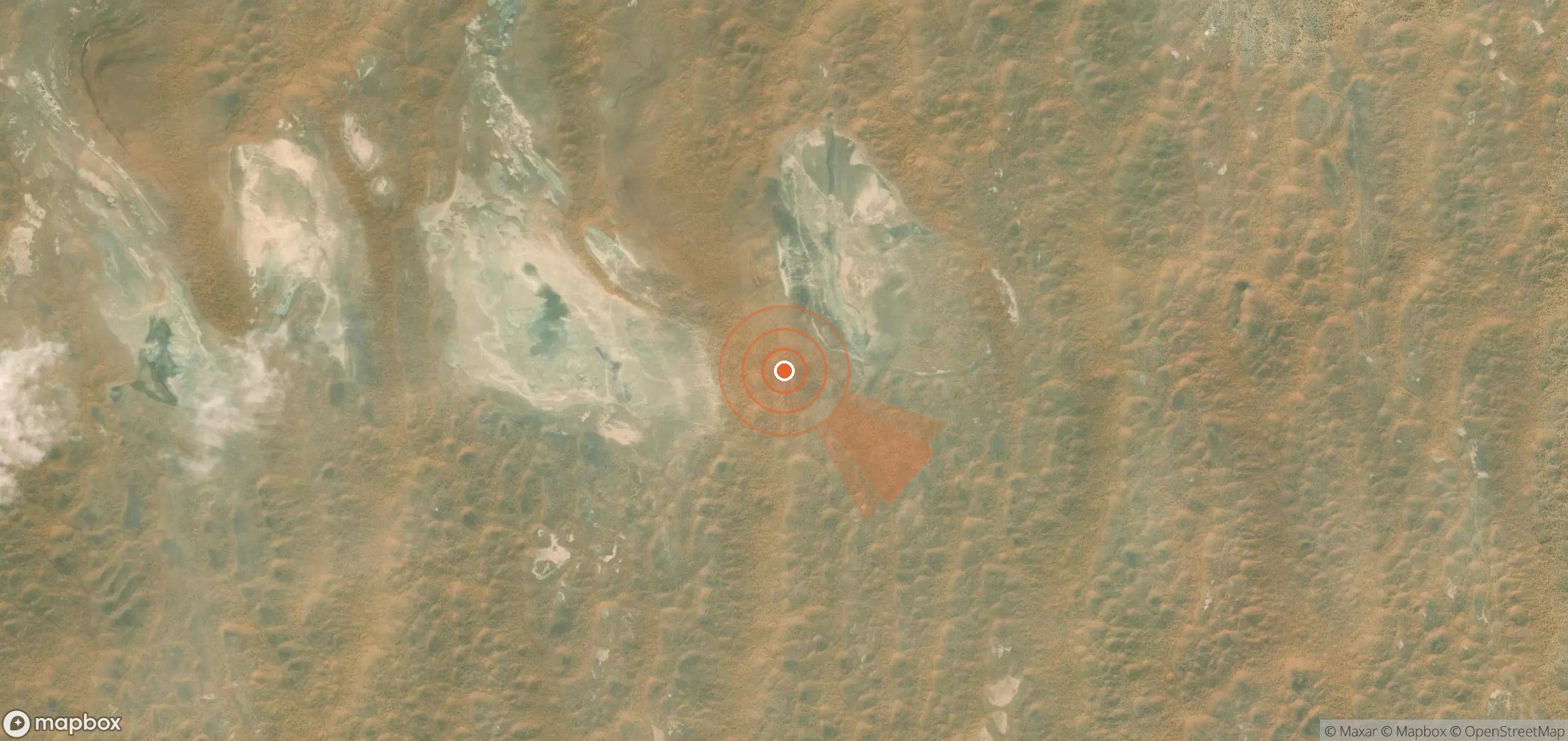 Satellite map of methane plume locations in Turkmenistan