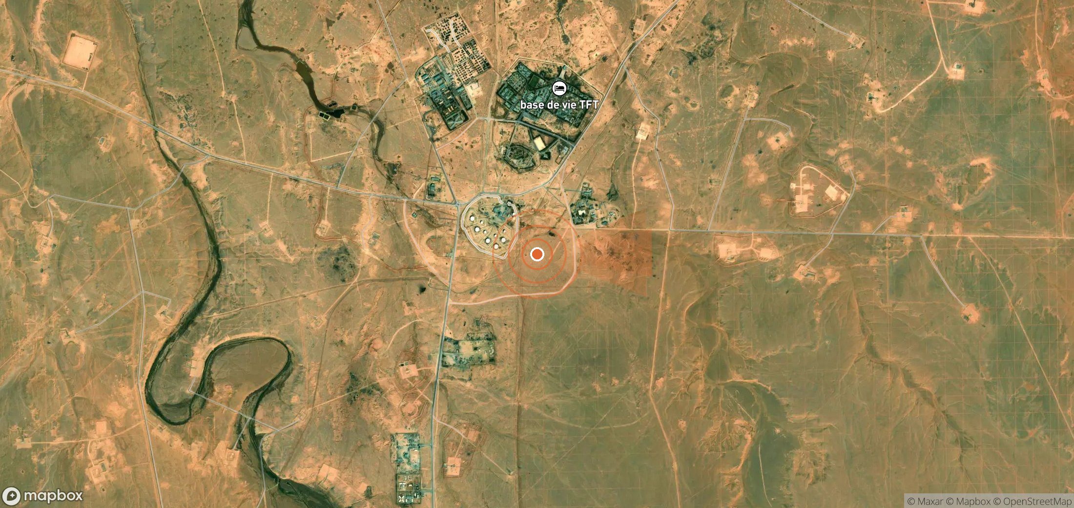 Satellite map of methane plume locations in Algeria