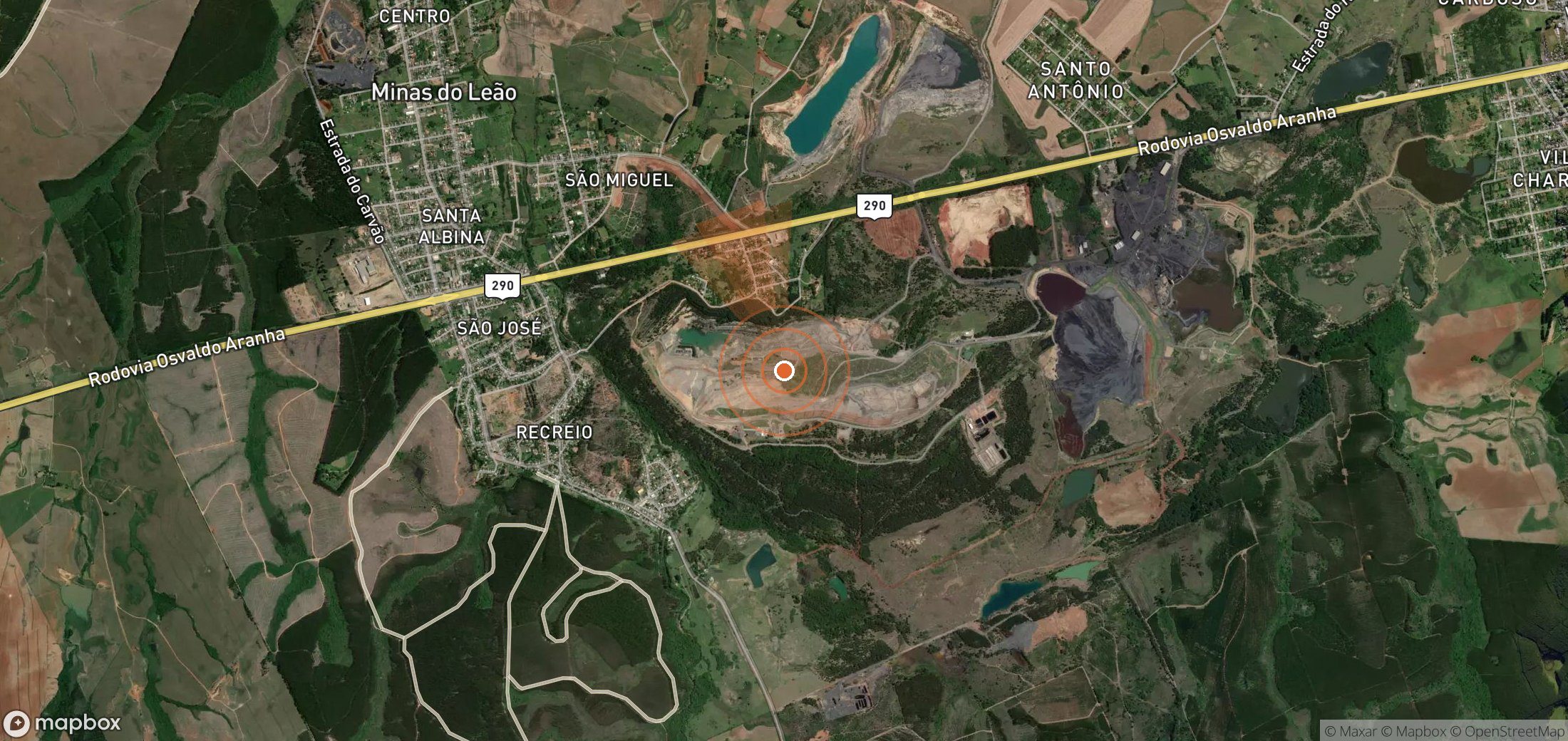 Satellite map of methane plume locations in Brazil