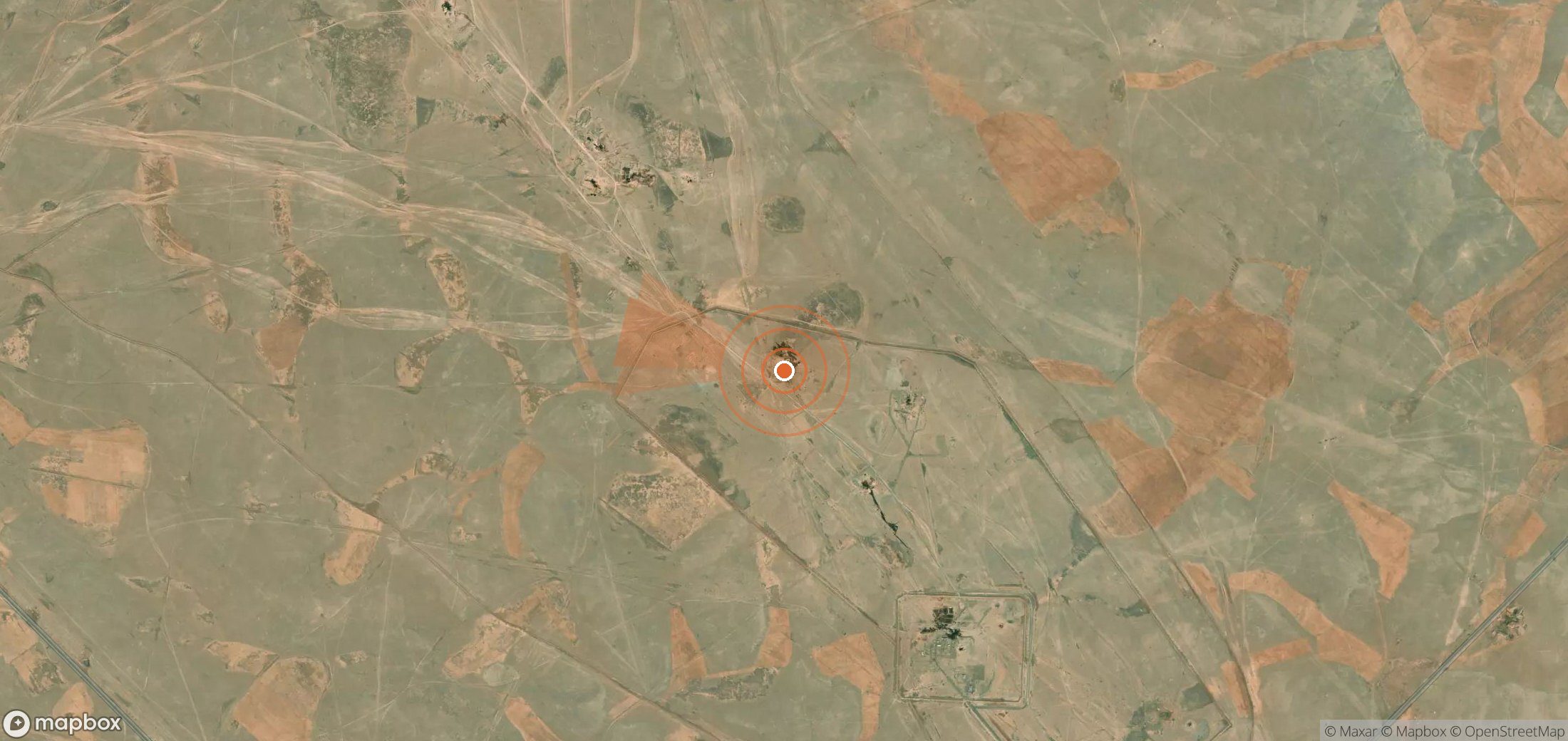 Satellite map of methane plume locations in Syria
