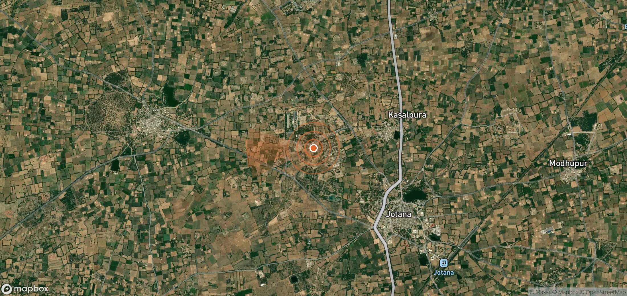 Satellite map of methane plume locations in India