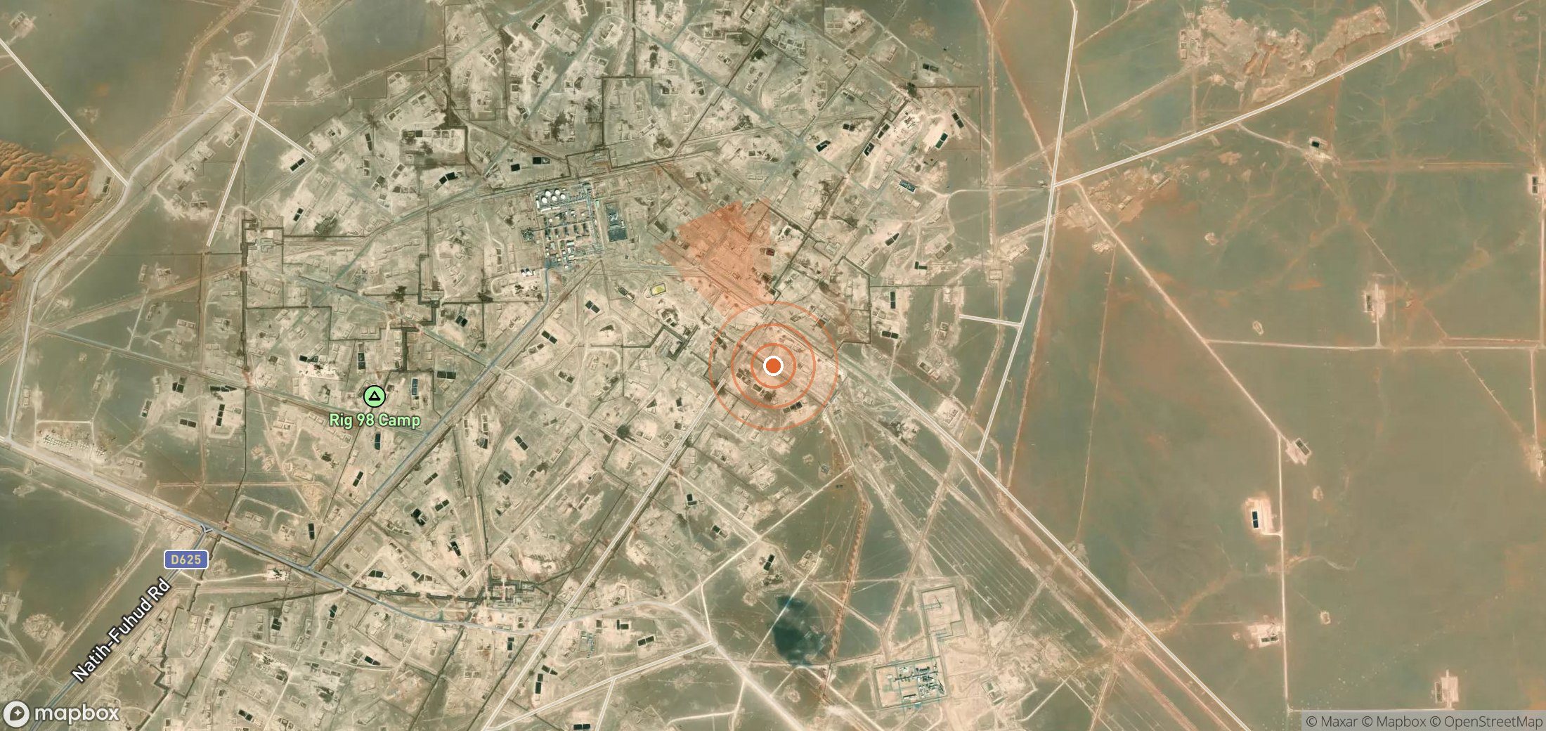 Satellite map of methane plume locations in Oman