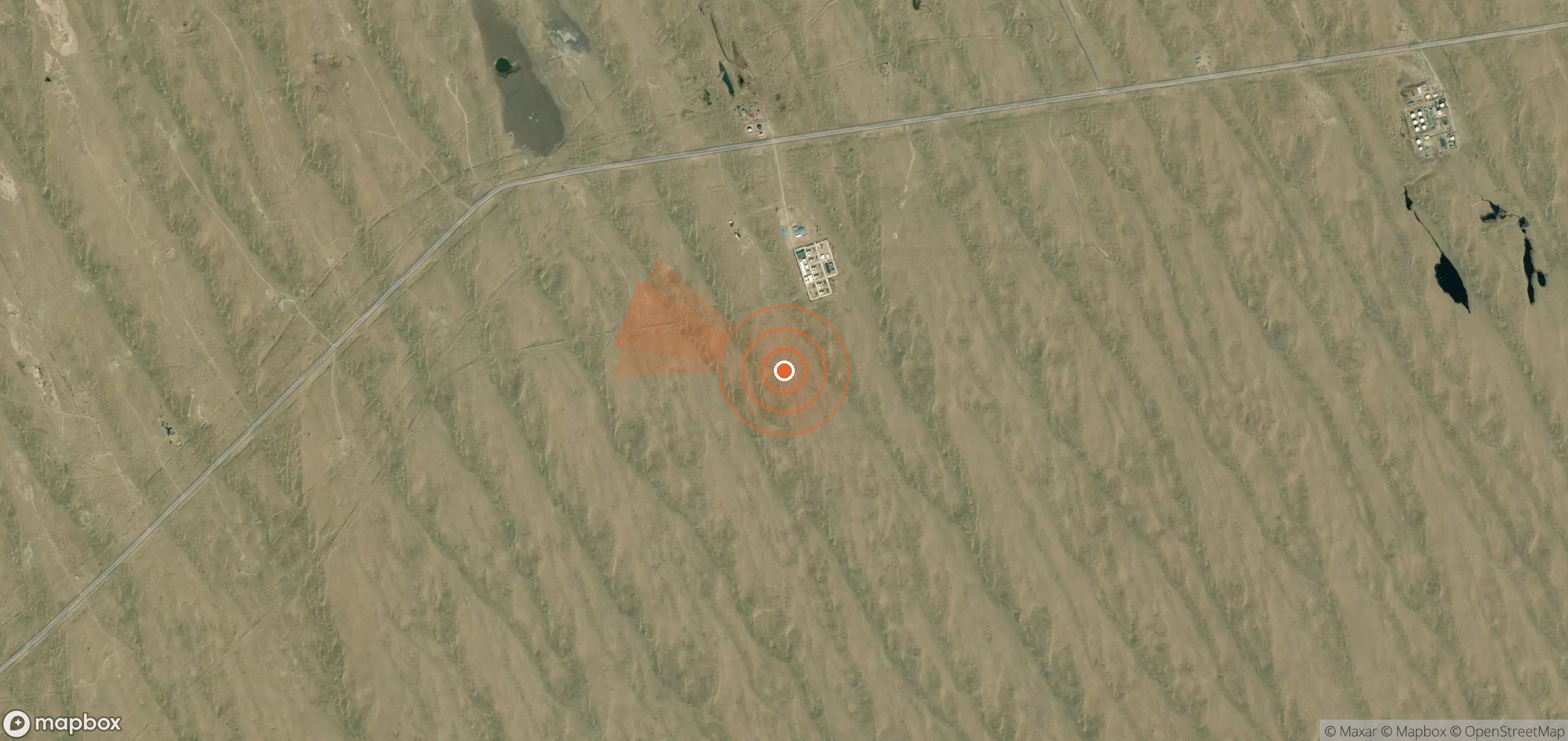 Satellite map of methane plume locations in Turkmenistan