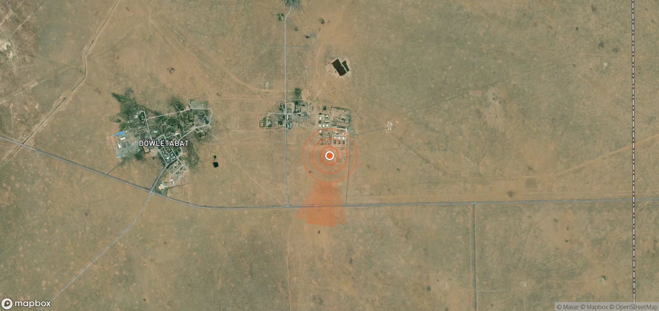 Mapa satelital de plumas de metano en Turkmenistán