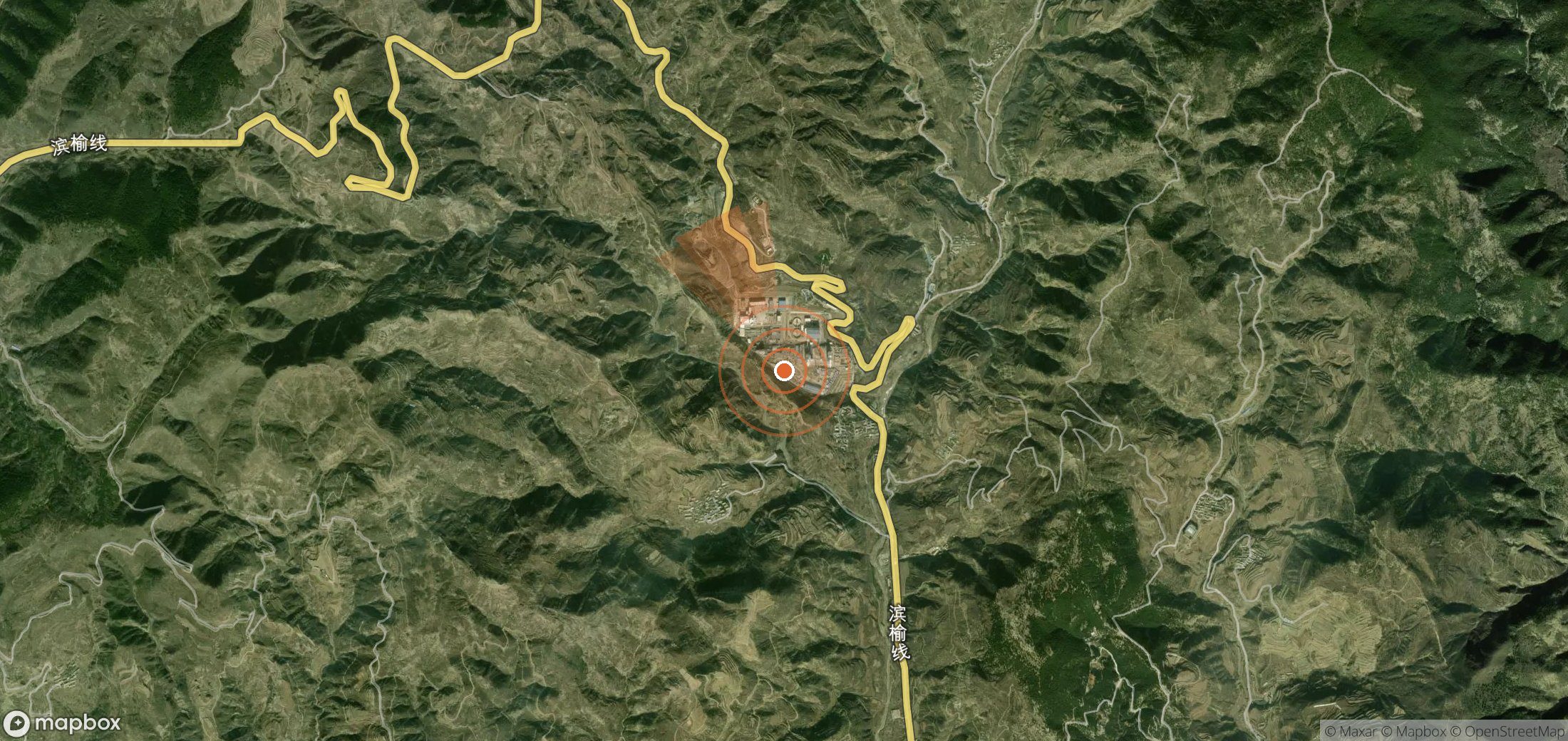 Satellite map of methane plume locations in China