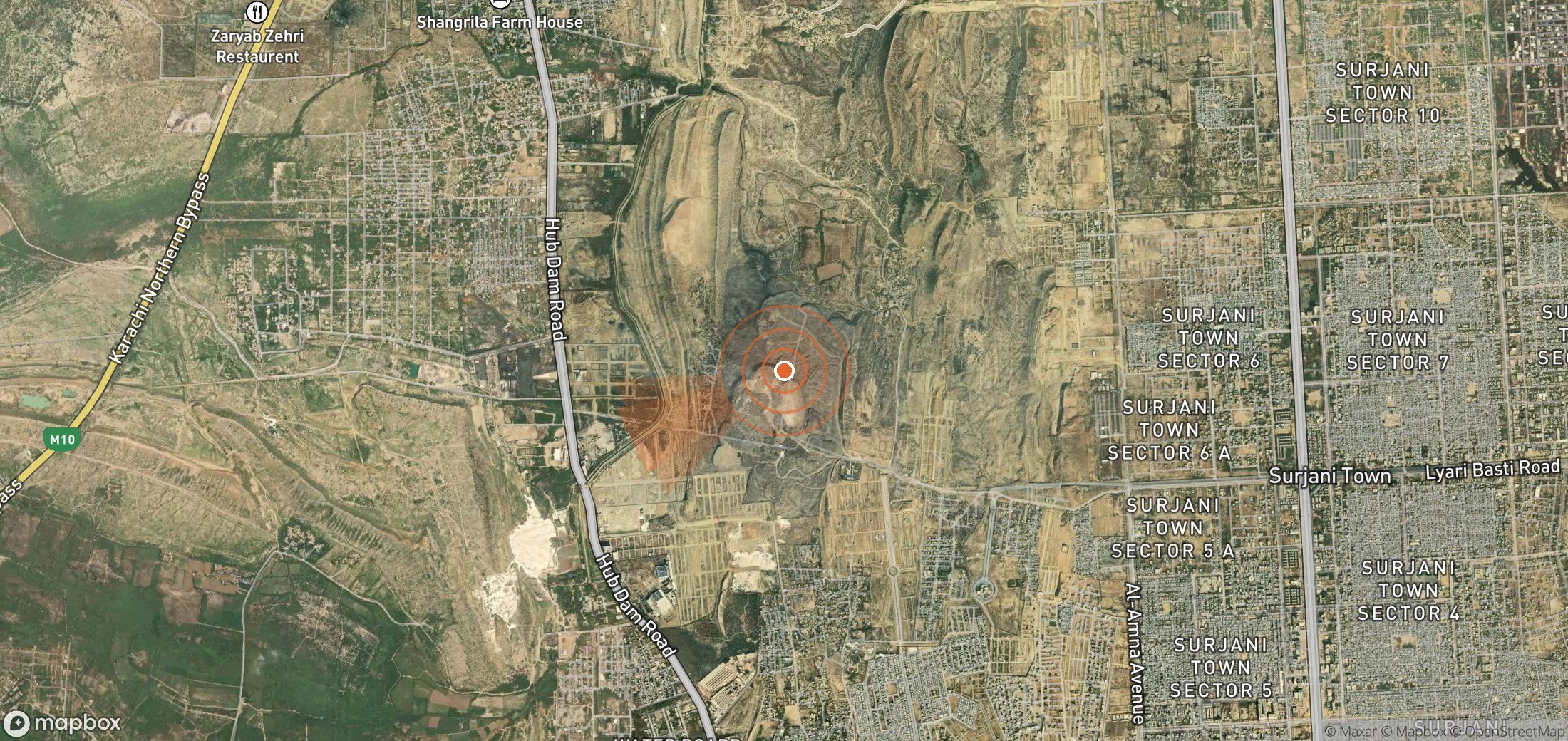 Satellite map of methane plume locations in Pakistan