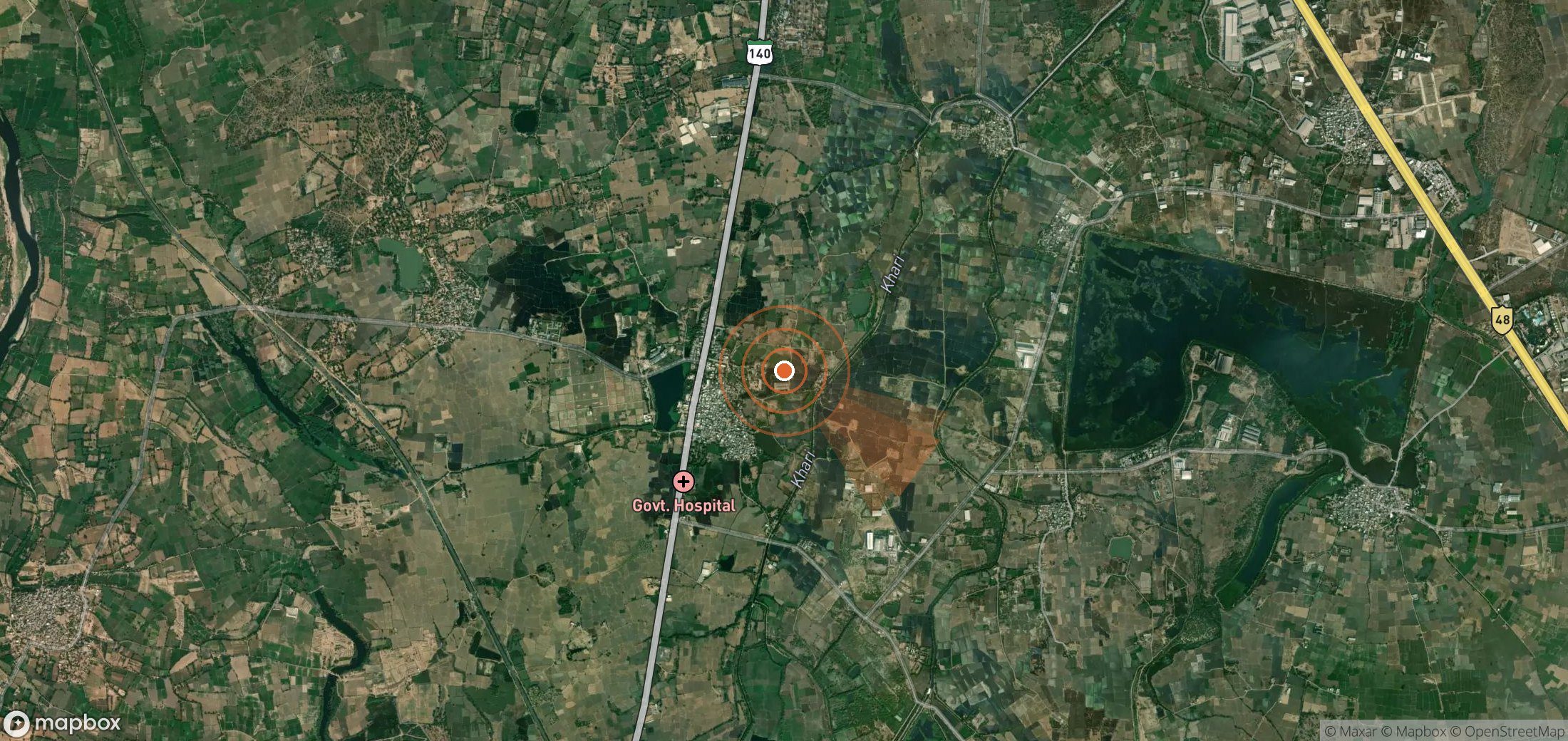 Satellite map of methane plume locations in India
