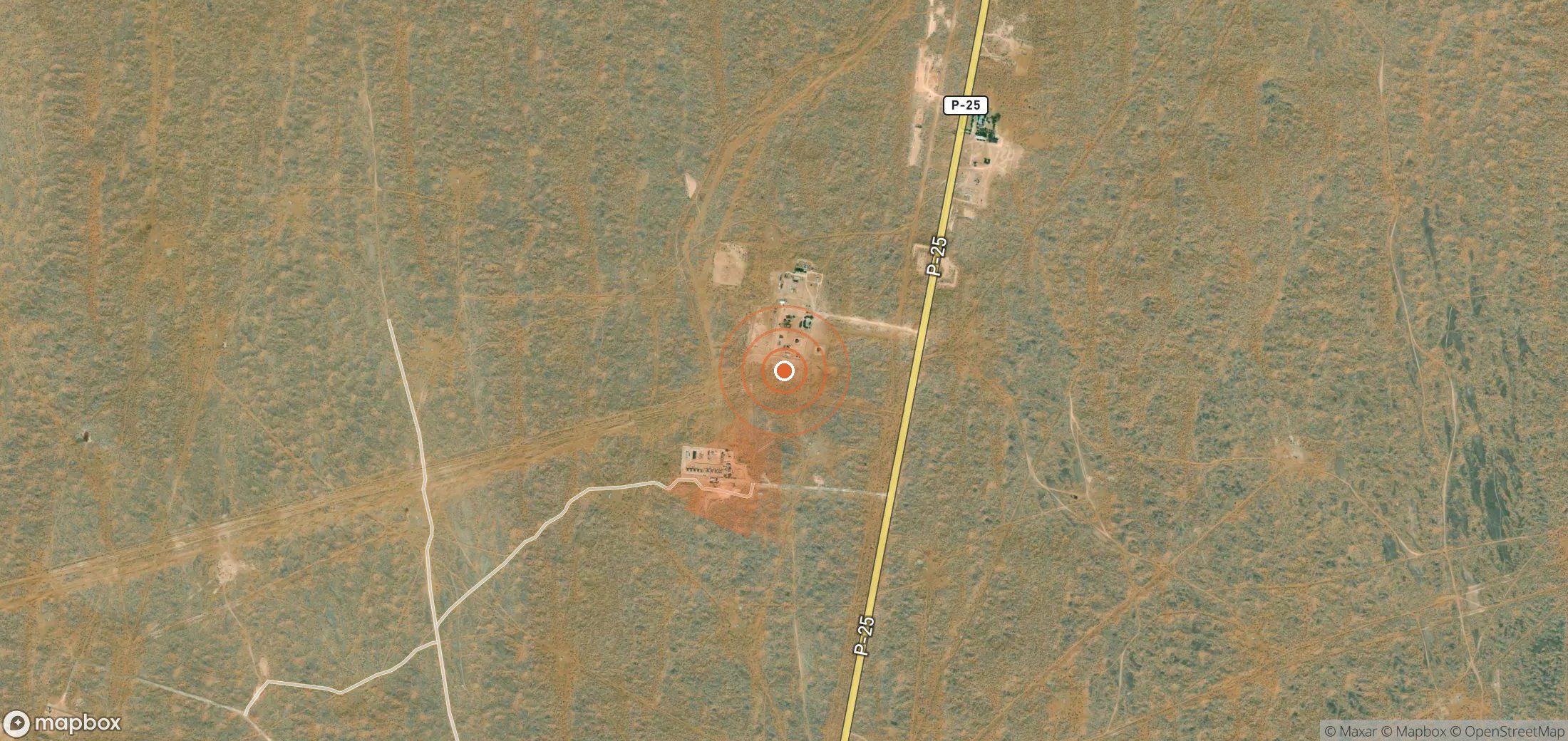 Satellite map of methane plume locations in Turkmenistan