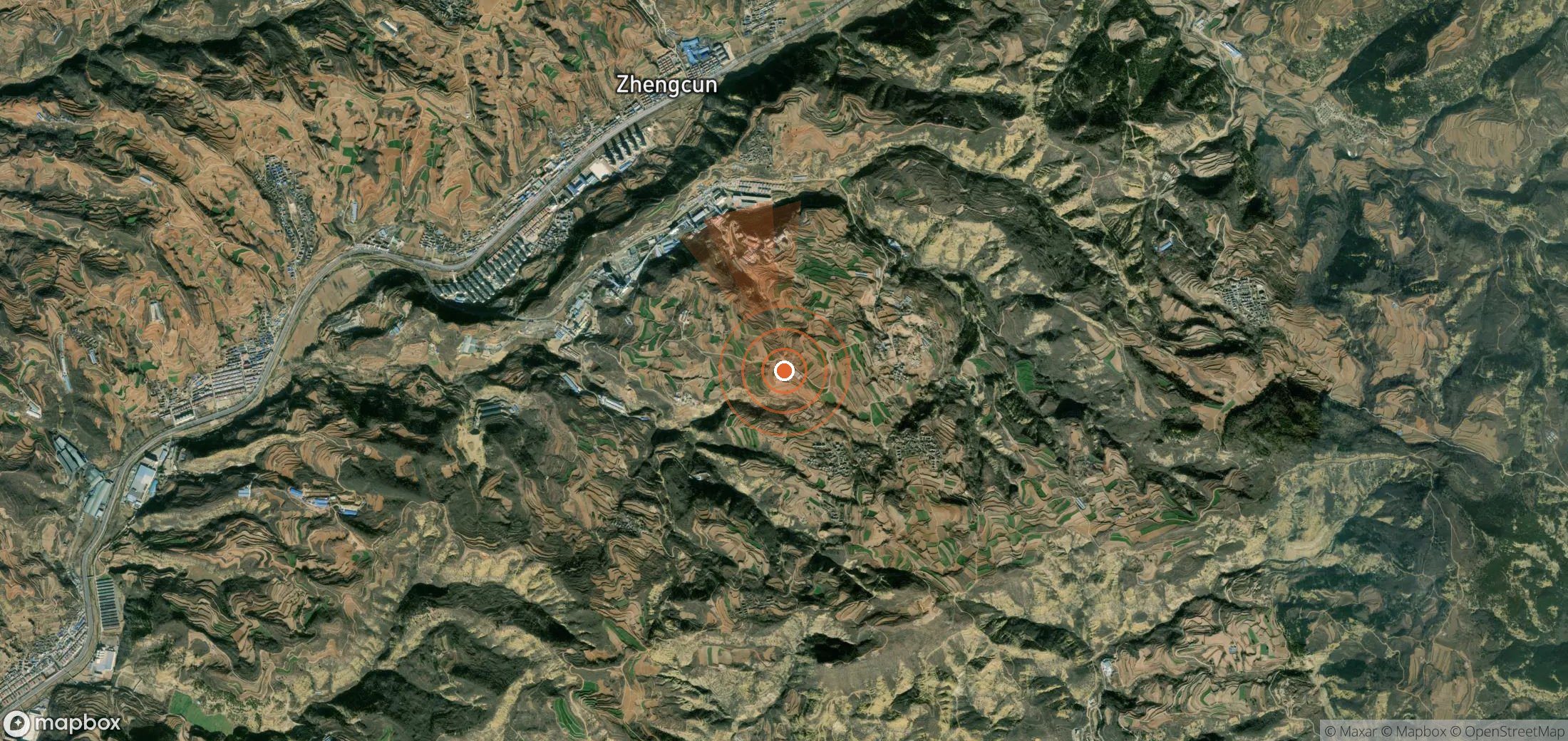Satellite map of methane plume locations in China