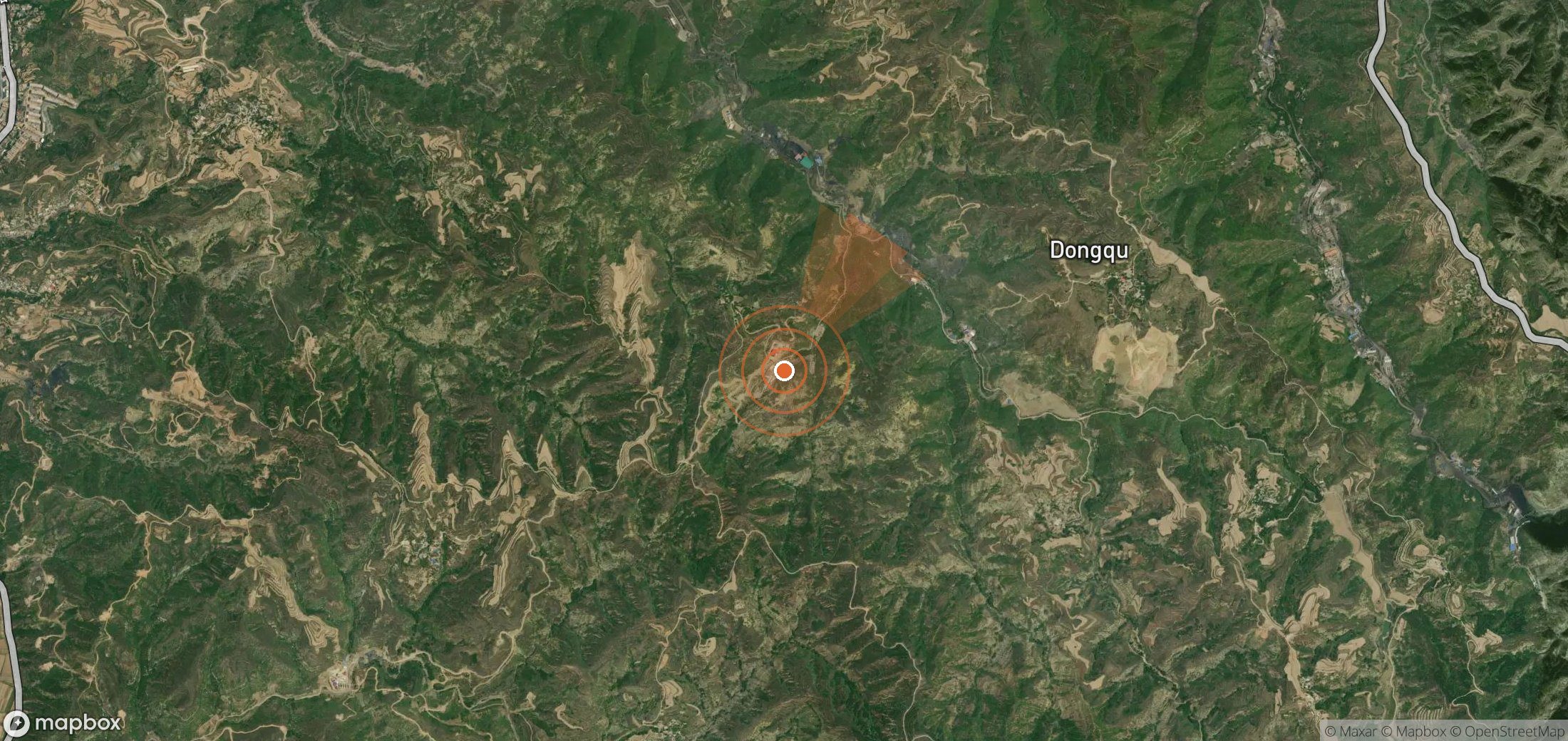 Mapa satelital de plumas de metano en China