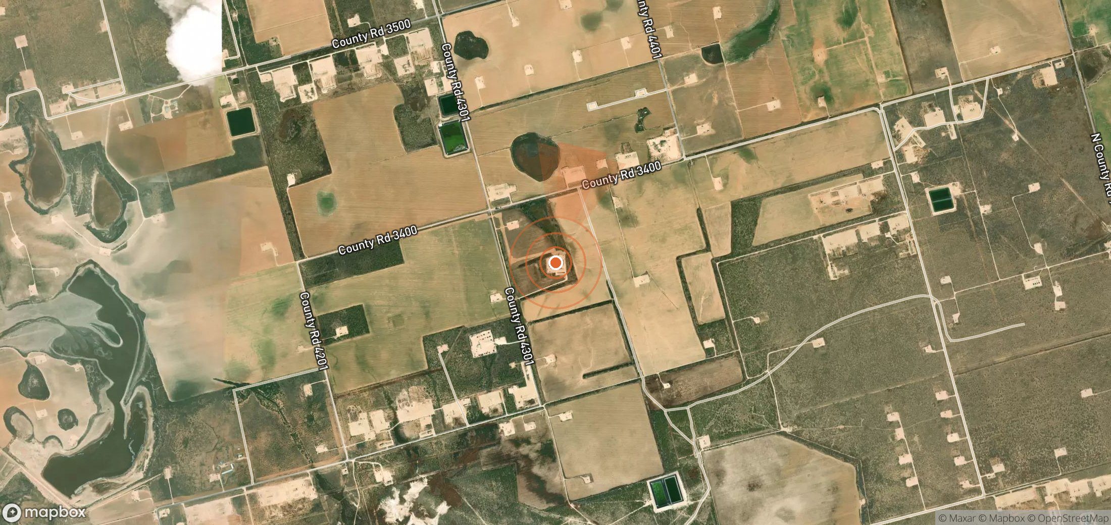 Satellite map of methane plume locations in United States