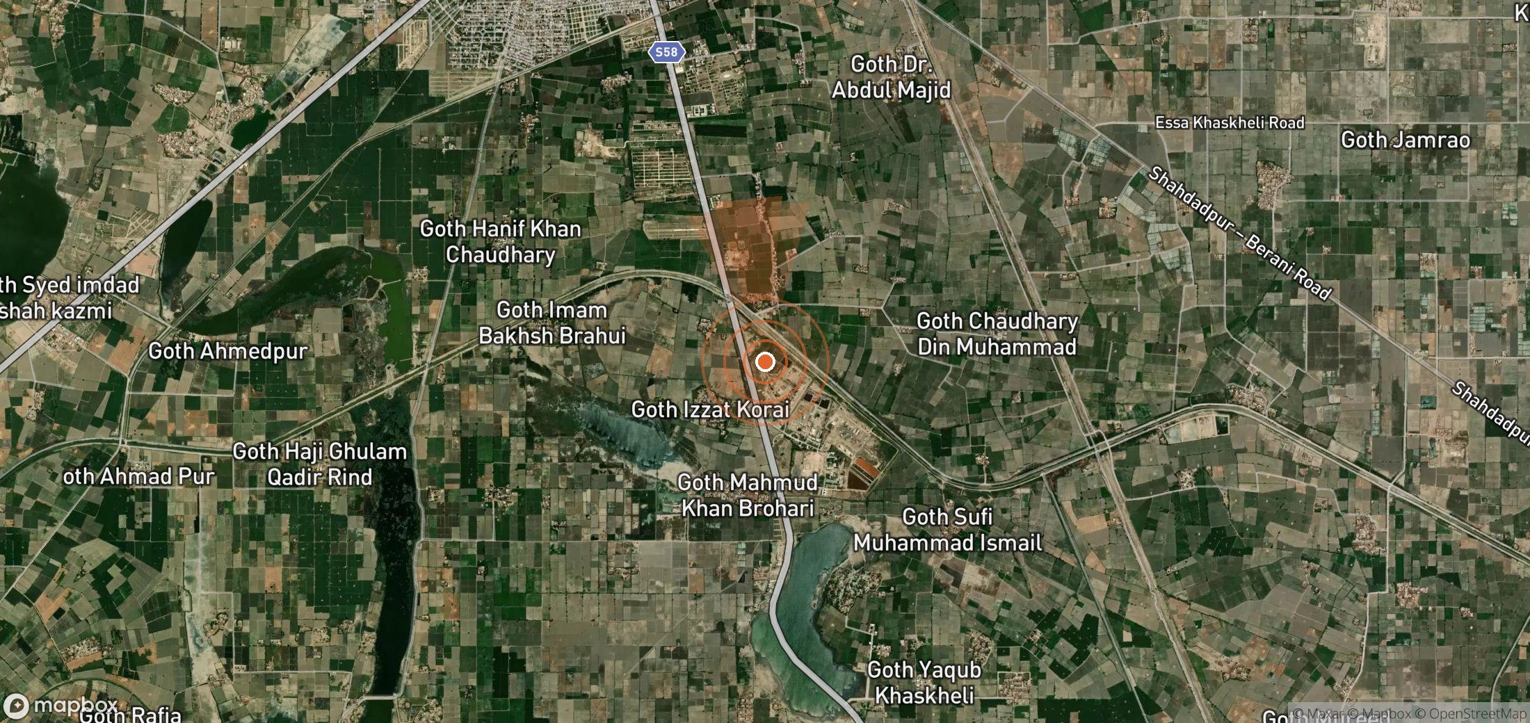 Satellite map of methane plume locations in Pakistan