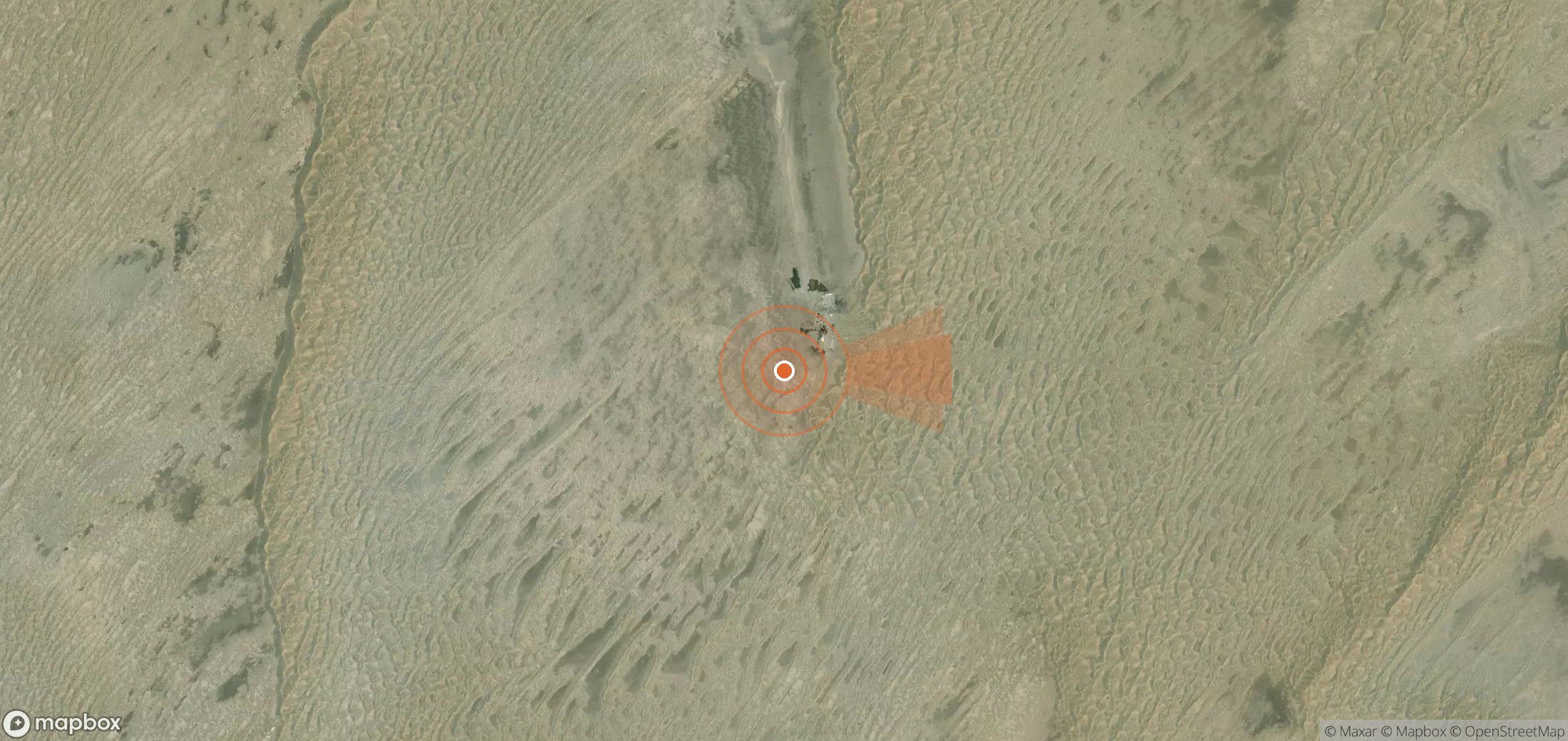 Satellite map of methane plume locations in Turkmenistan