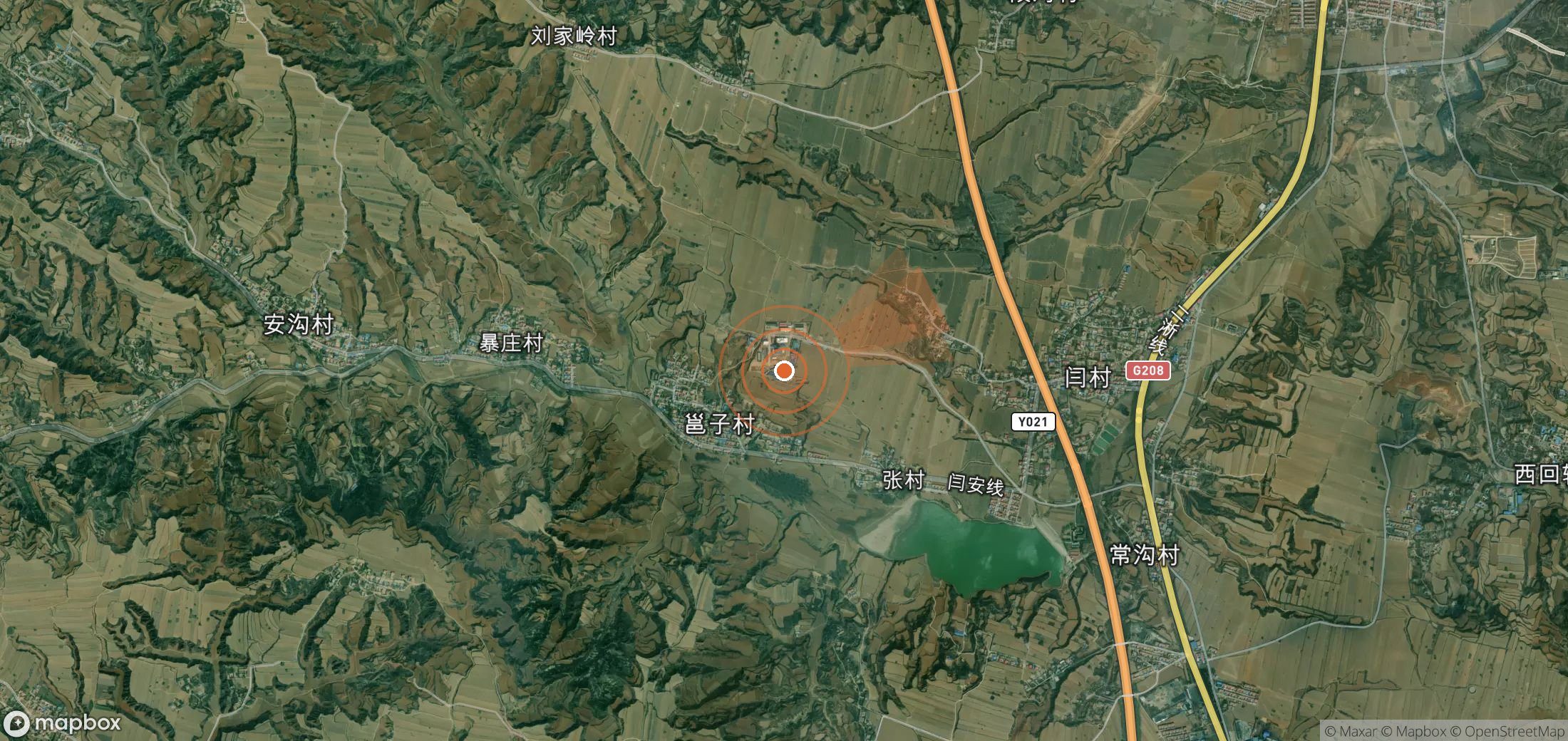 Mapa satelital de plumas de metano en China