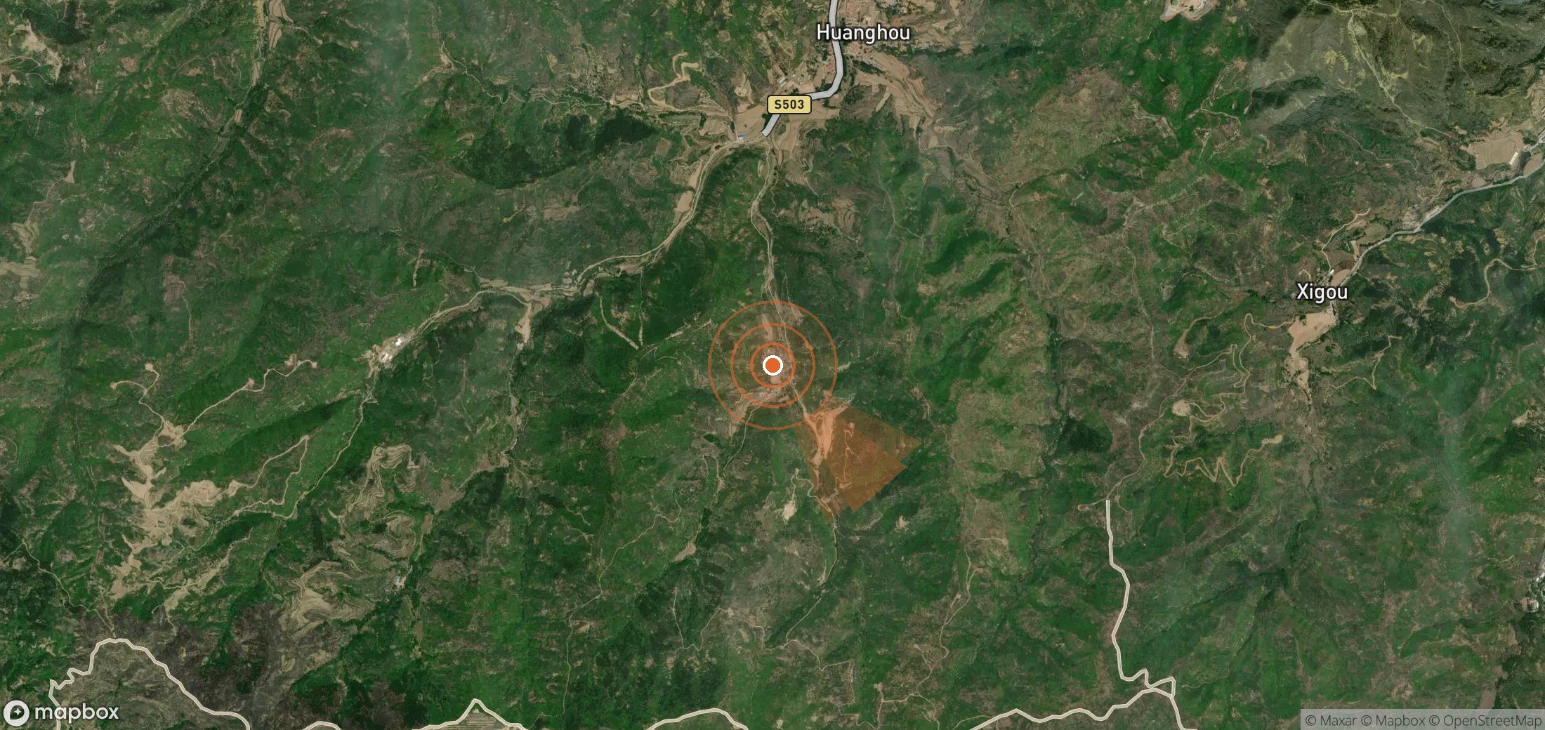 Satellite map of methane plume locations in China