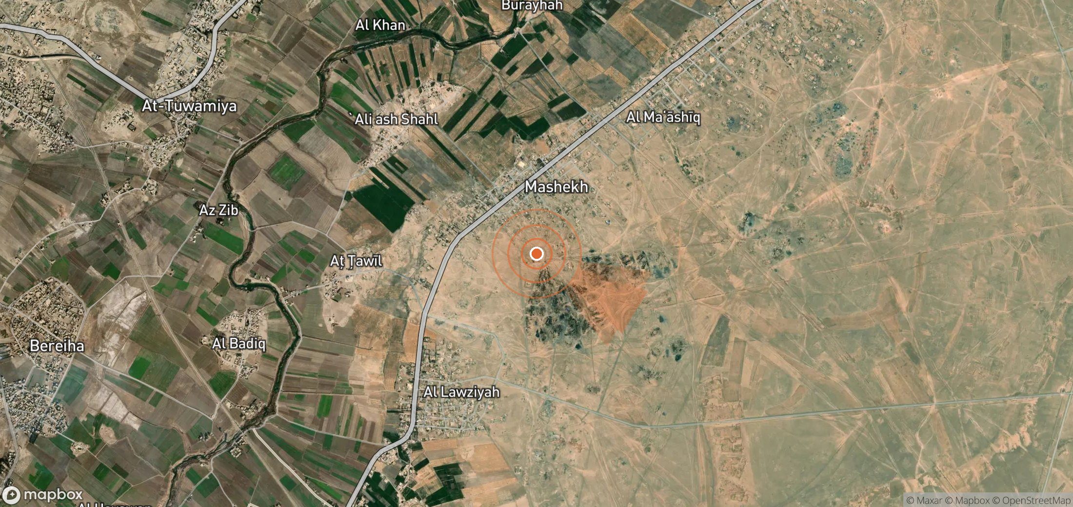 Mapa satelital de plumas de metano en Siria