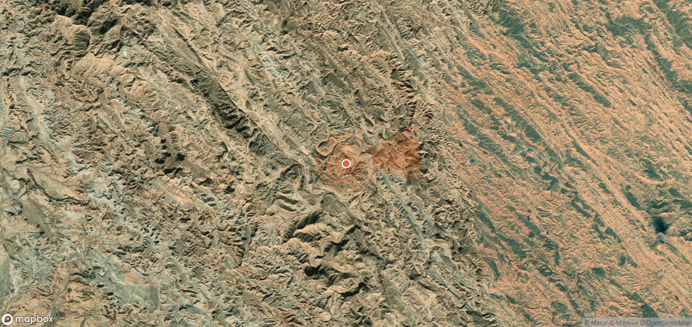 Satellite map of methane plume locations in Iran