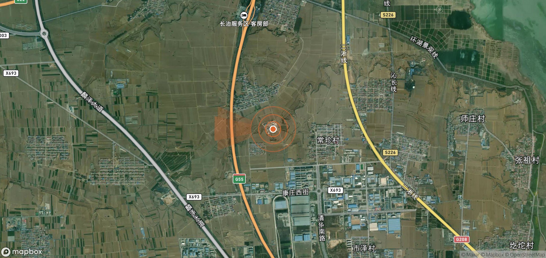 Mapa satelital de plumas de metano en China