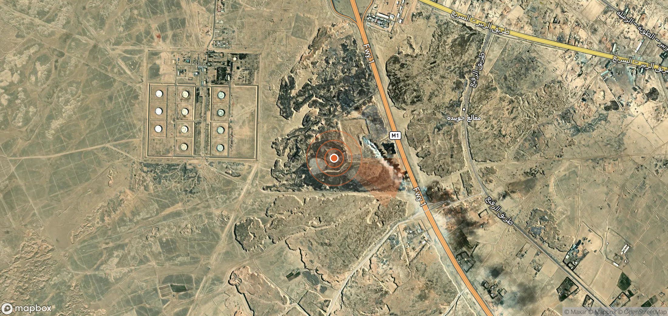 Satellite map of methane plume locations in Iraq