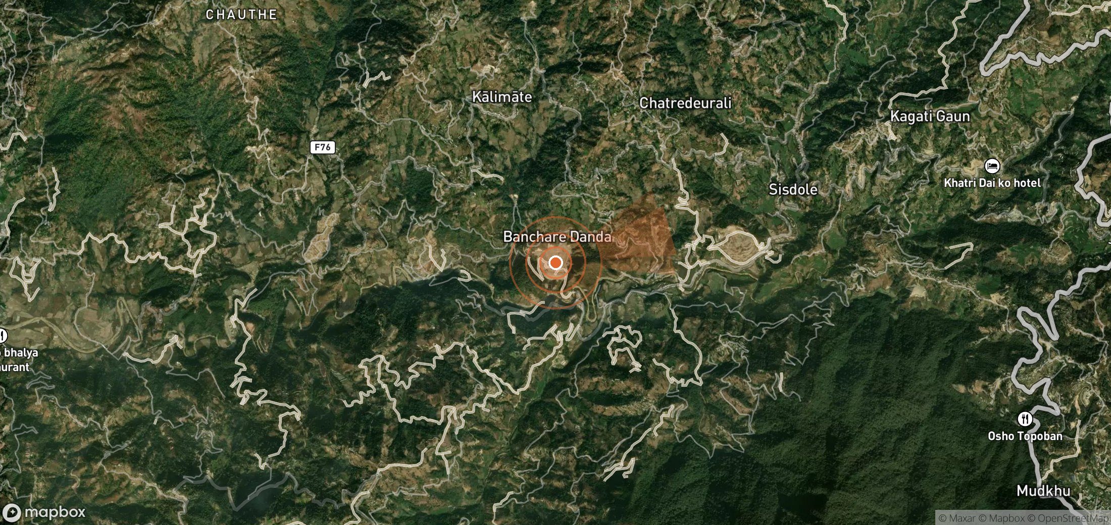 Mapa satelital de plumas de metano en Nepal