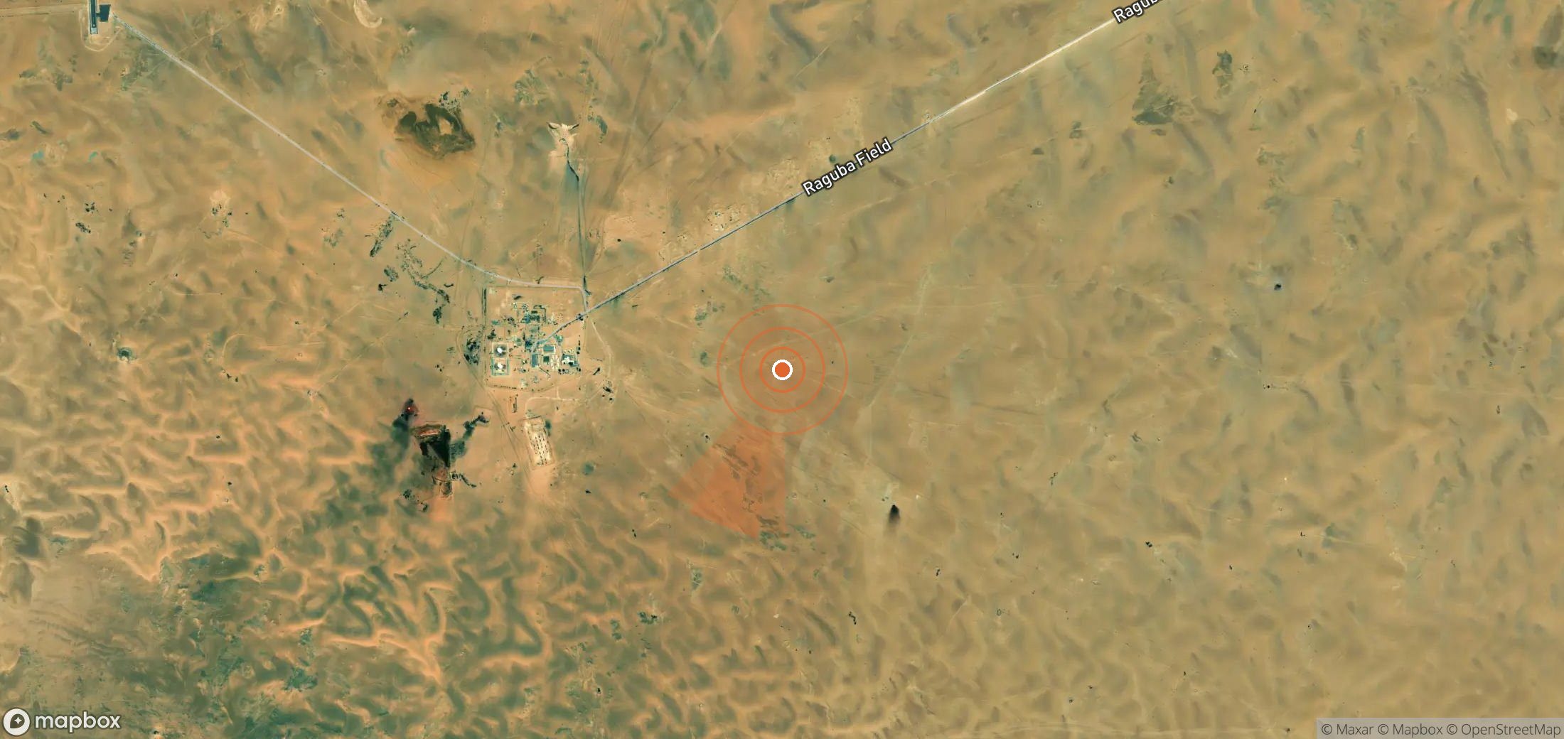 Mapa satelital de plumas de metano en Libia