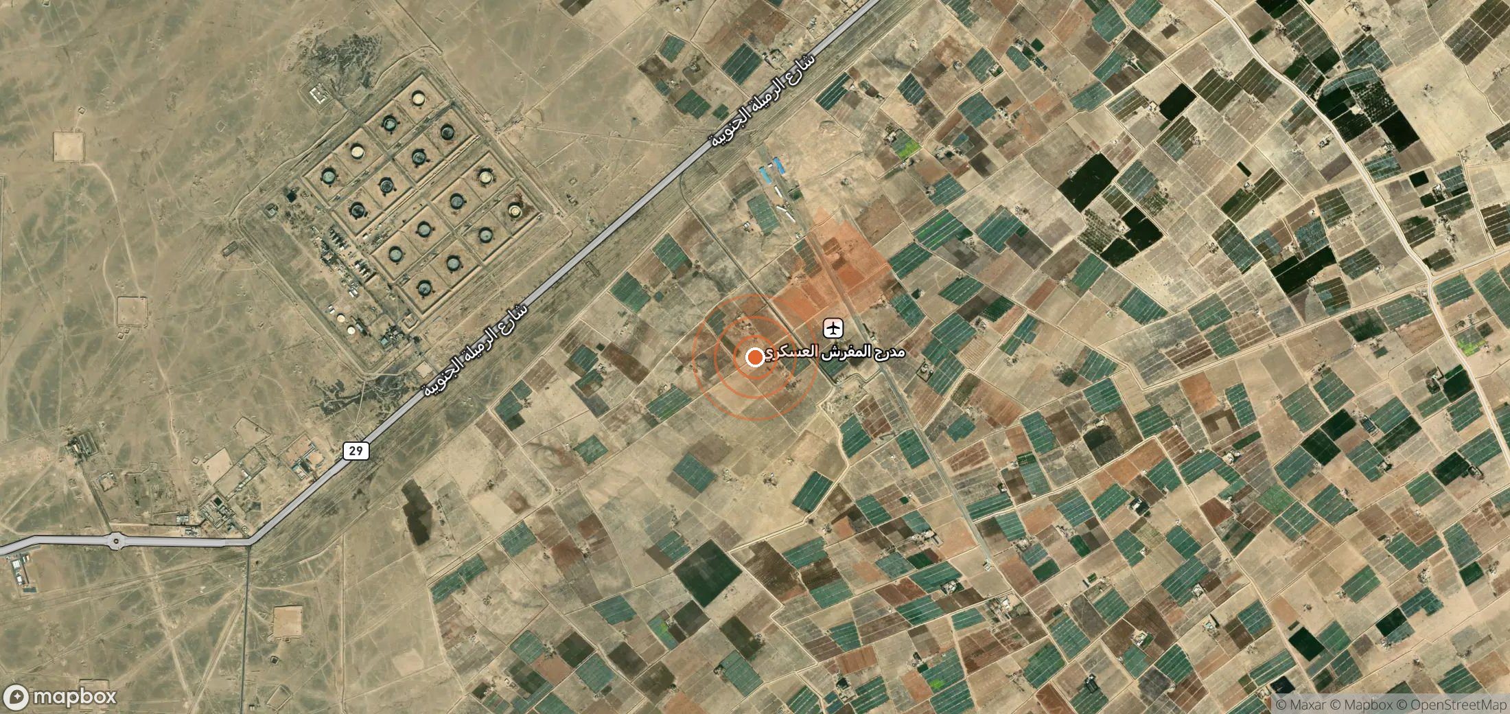 Satellite map of methane plume locations in Iraq