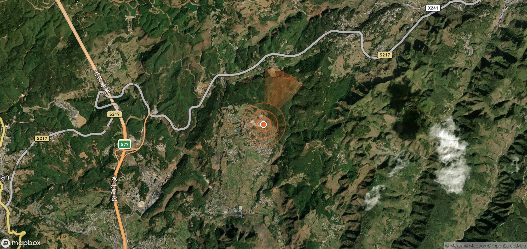 Mapa satelital de plumas de metano en China