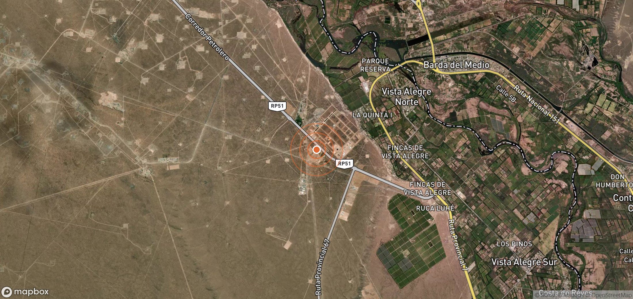 Satellite map of methane plume locations in ARG_S_004