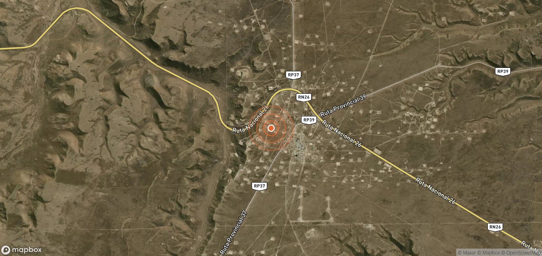 Satellite map of methane plume locations in ARG_S_007
