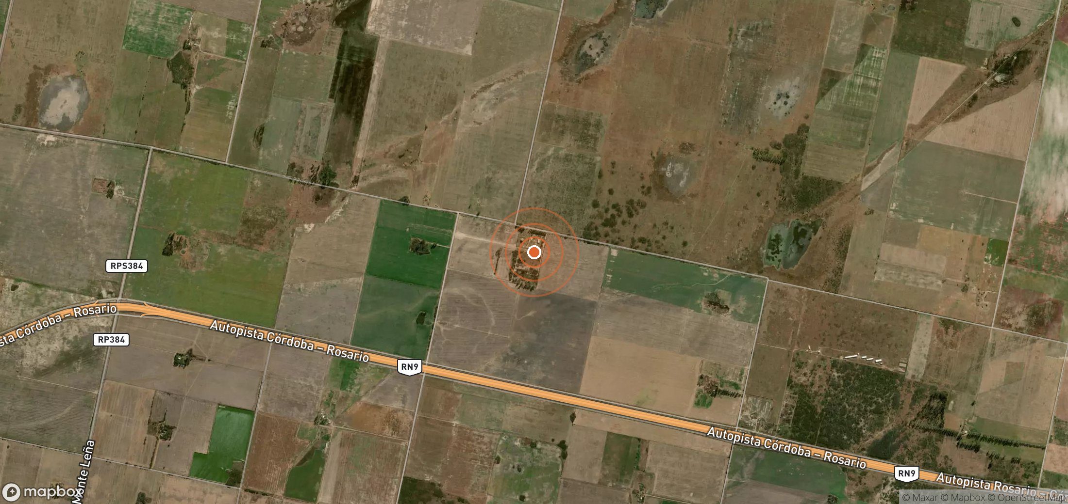 Satellite map of methane plume locations in ARG_S_067