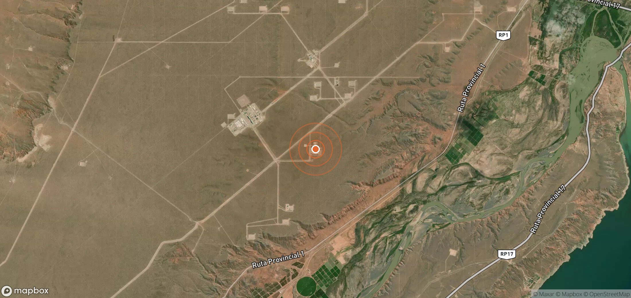 Satellite map of methane plume locations in ARG_S_074