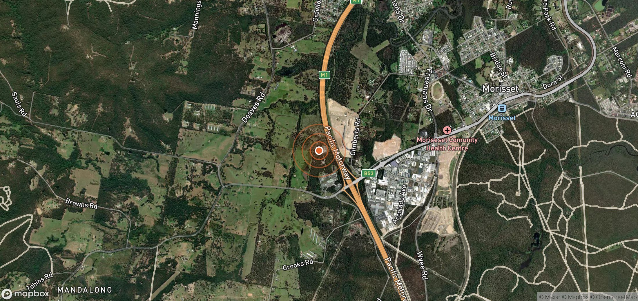 Satellite map of methane plume locations in AUS_S_008
