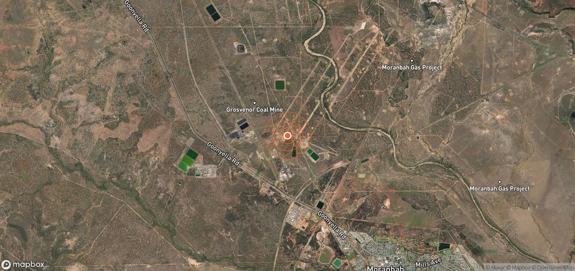 Satellite map of methane plume locations in AUS_S_047