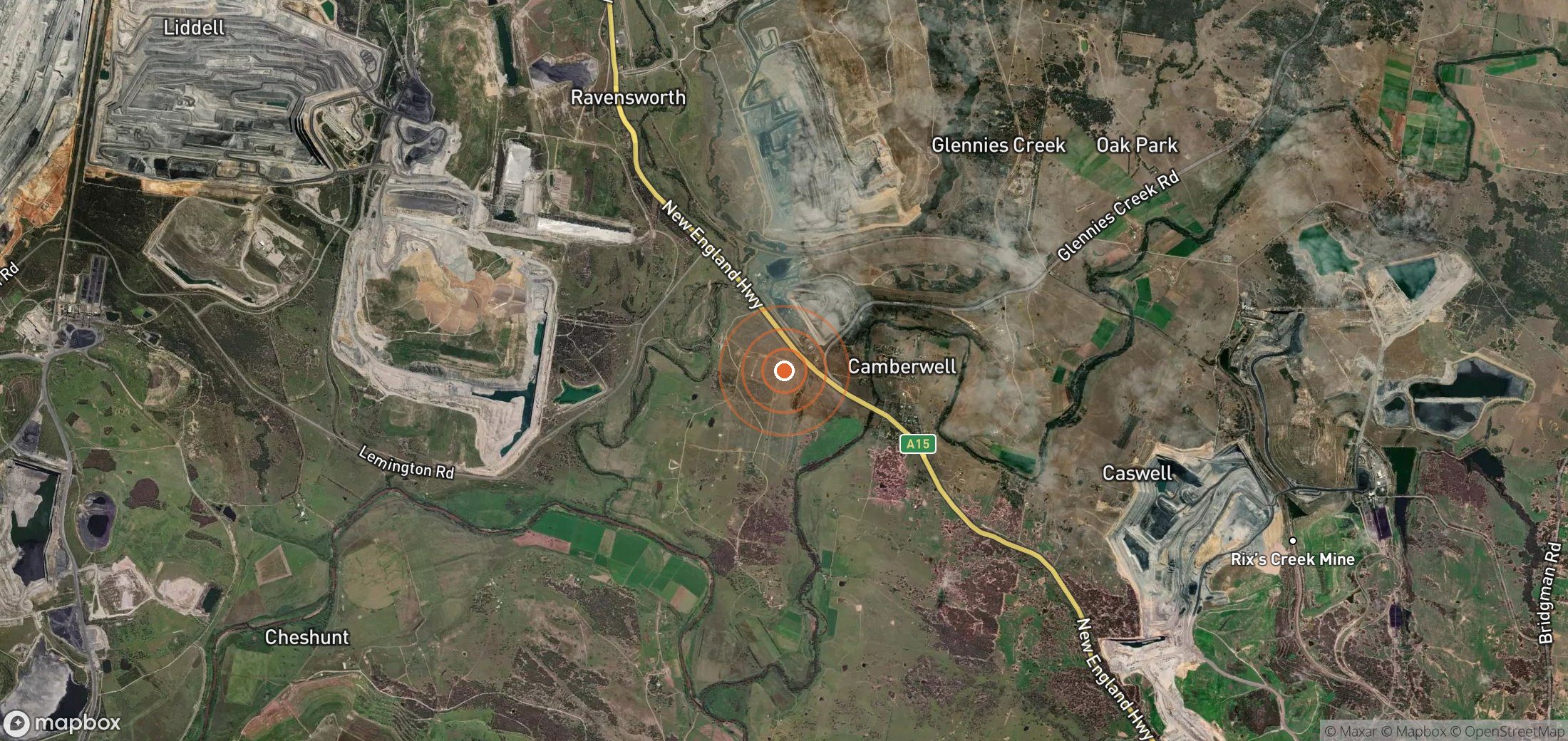 Satellite map of methane plume locations in AUS_S_112
