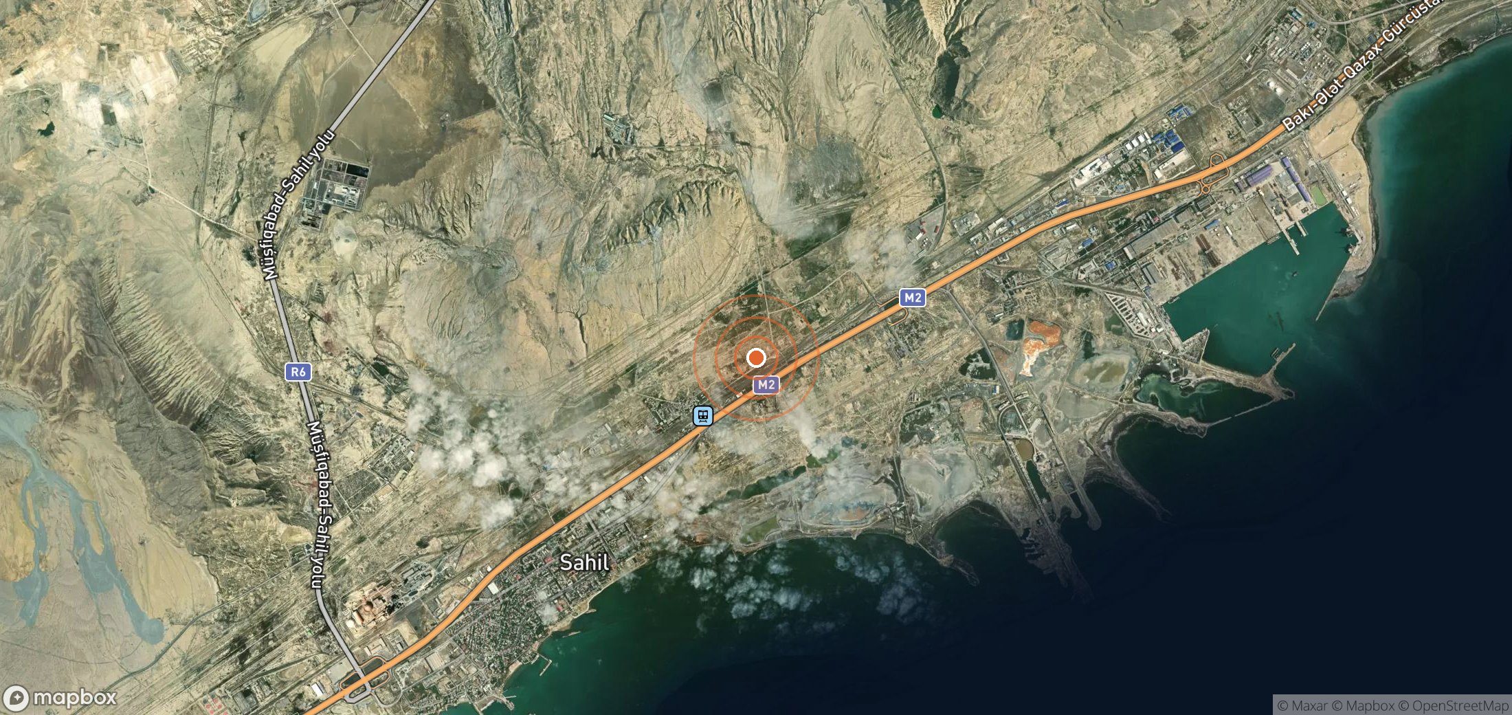 Satellite map of methane plume locations in AZE_S_002