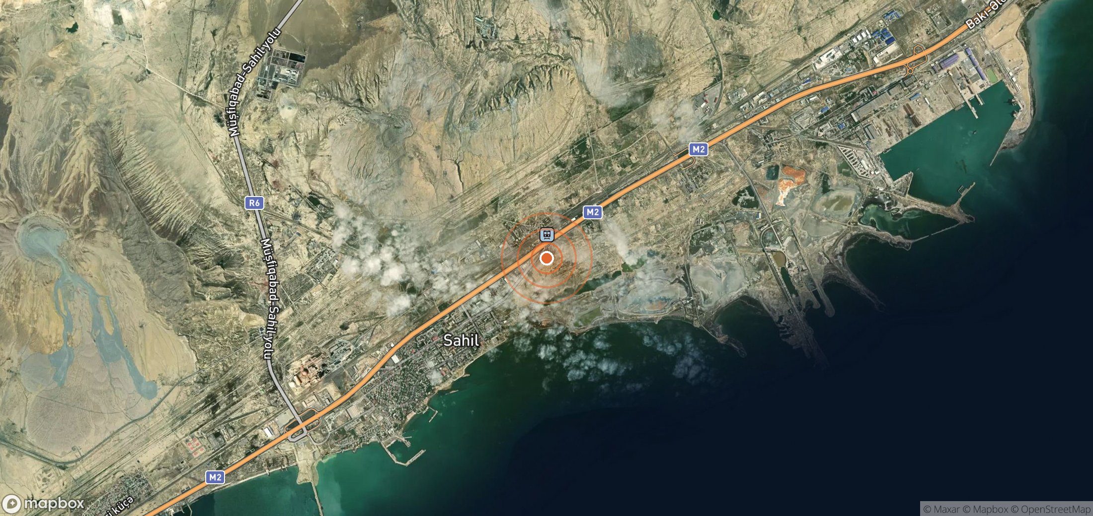 Satellite map of methane plume locations in AZE_S_041