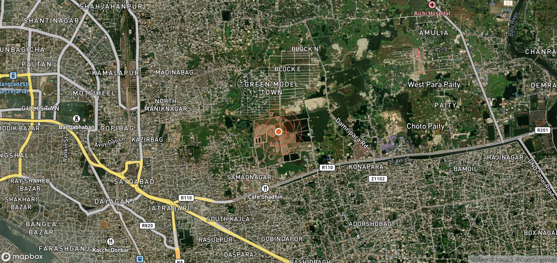 Satellite map of methane plume locations in BGD_S_001