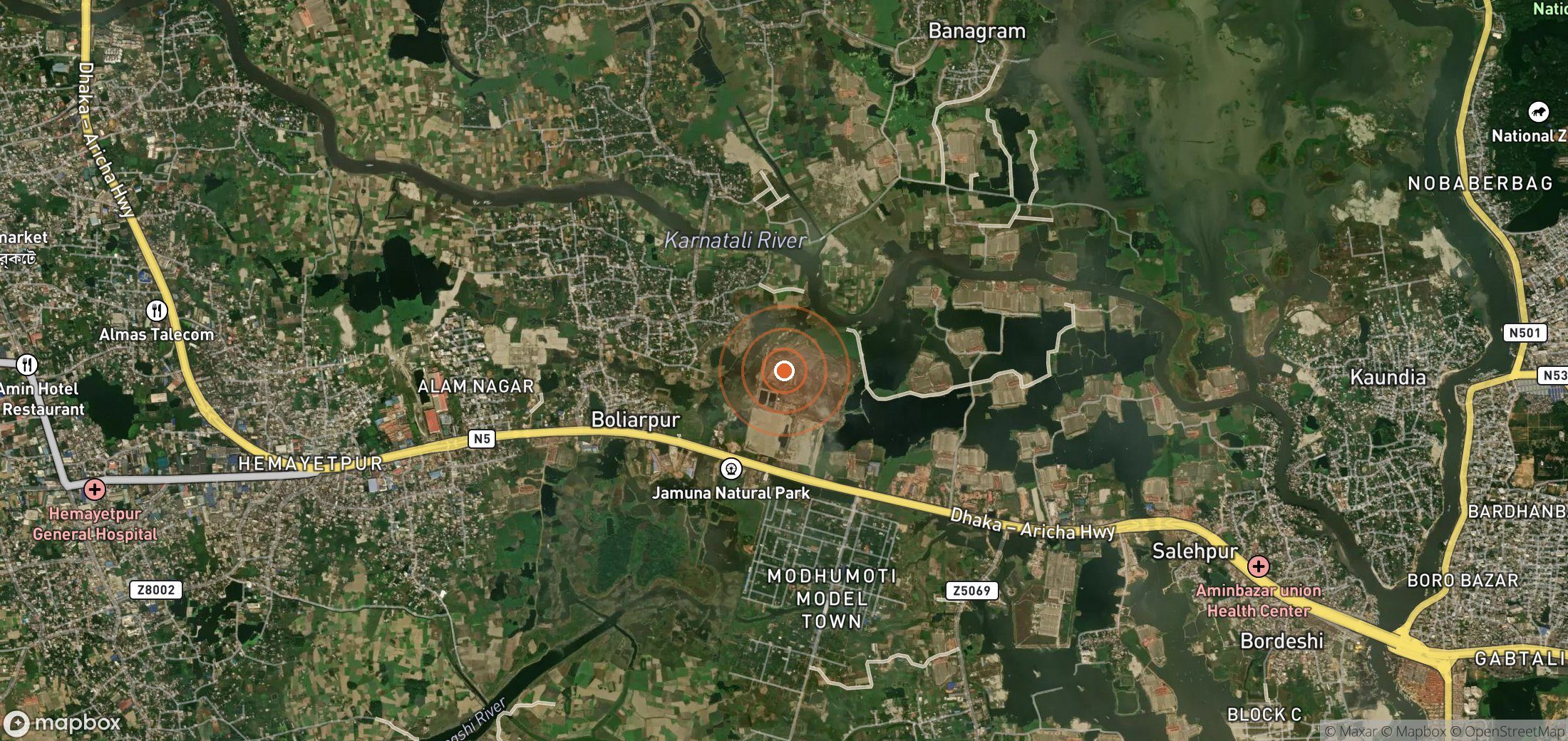 Satellite map of methane plume locations in BGD_S_002