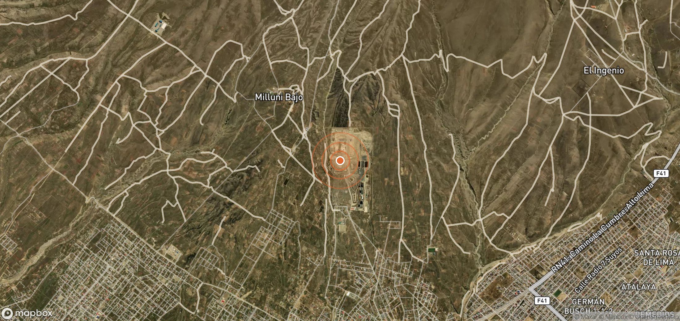 Mapa satelital de plumas de metano en BOL_S_003