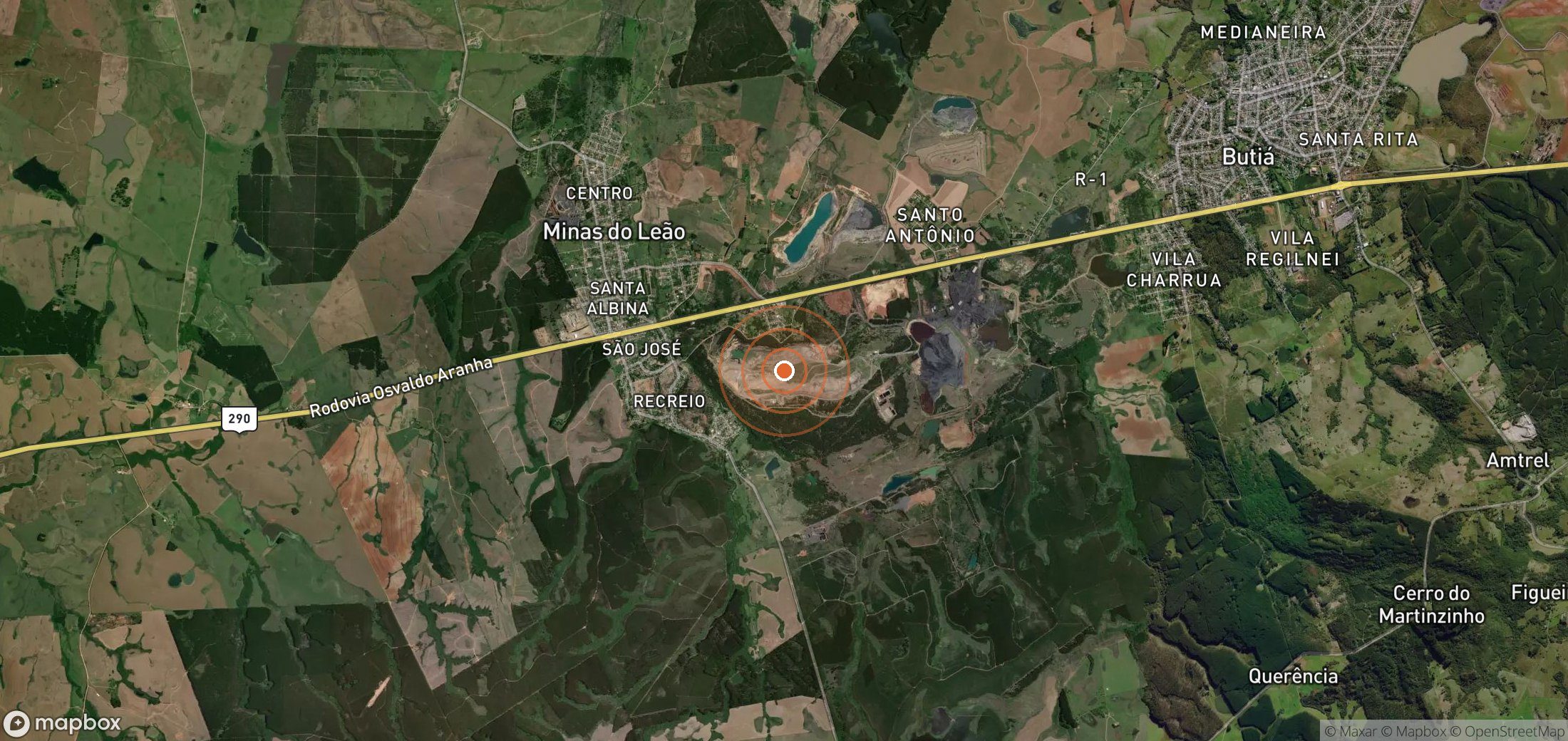 Satellite map of methane plume locations in BRA_S_008