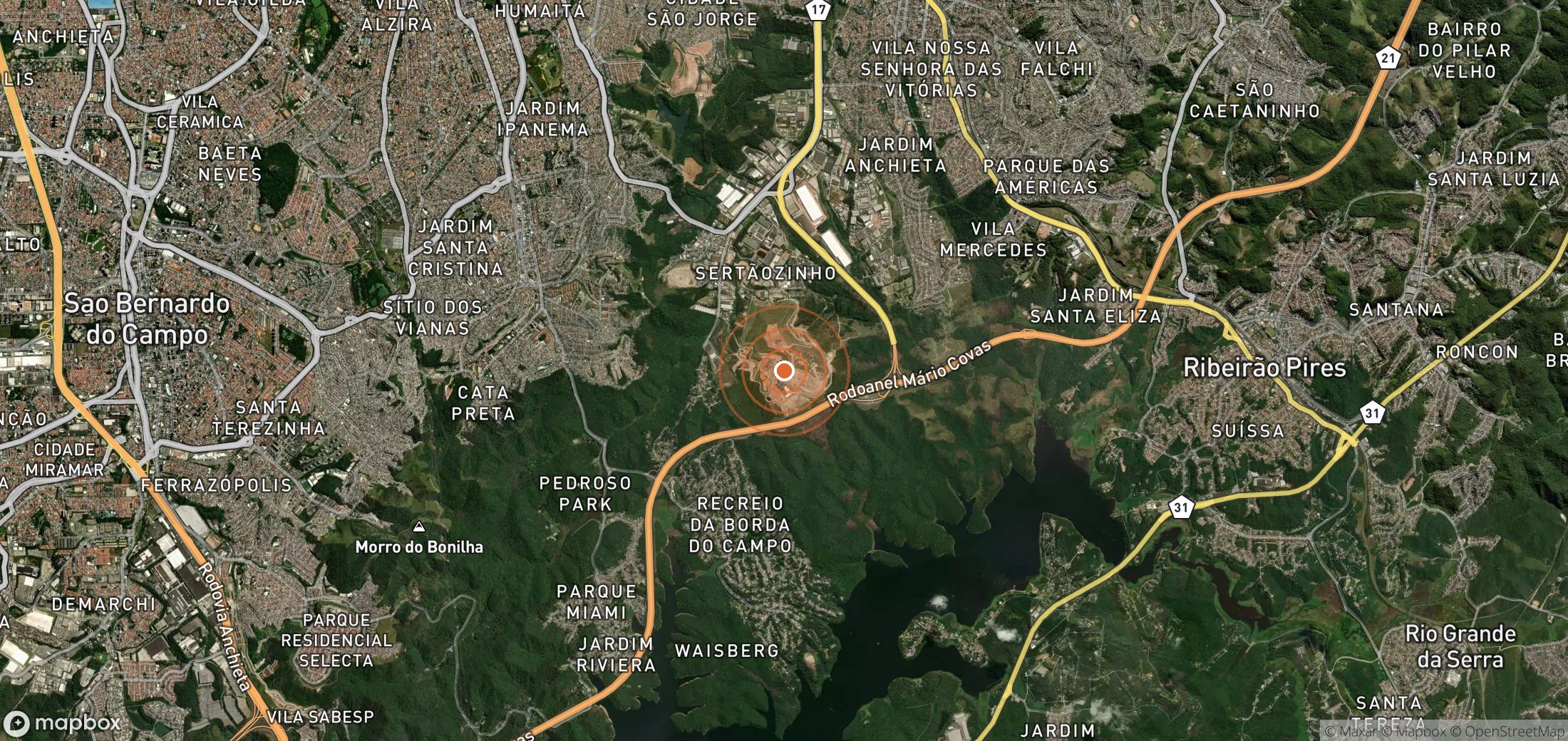 Satellite map of methane plume locations in BRA_S_014