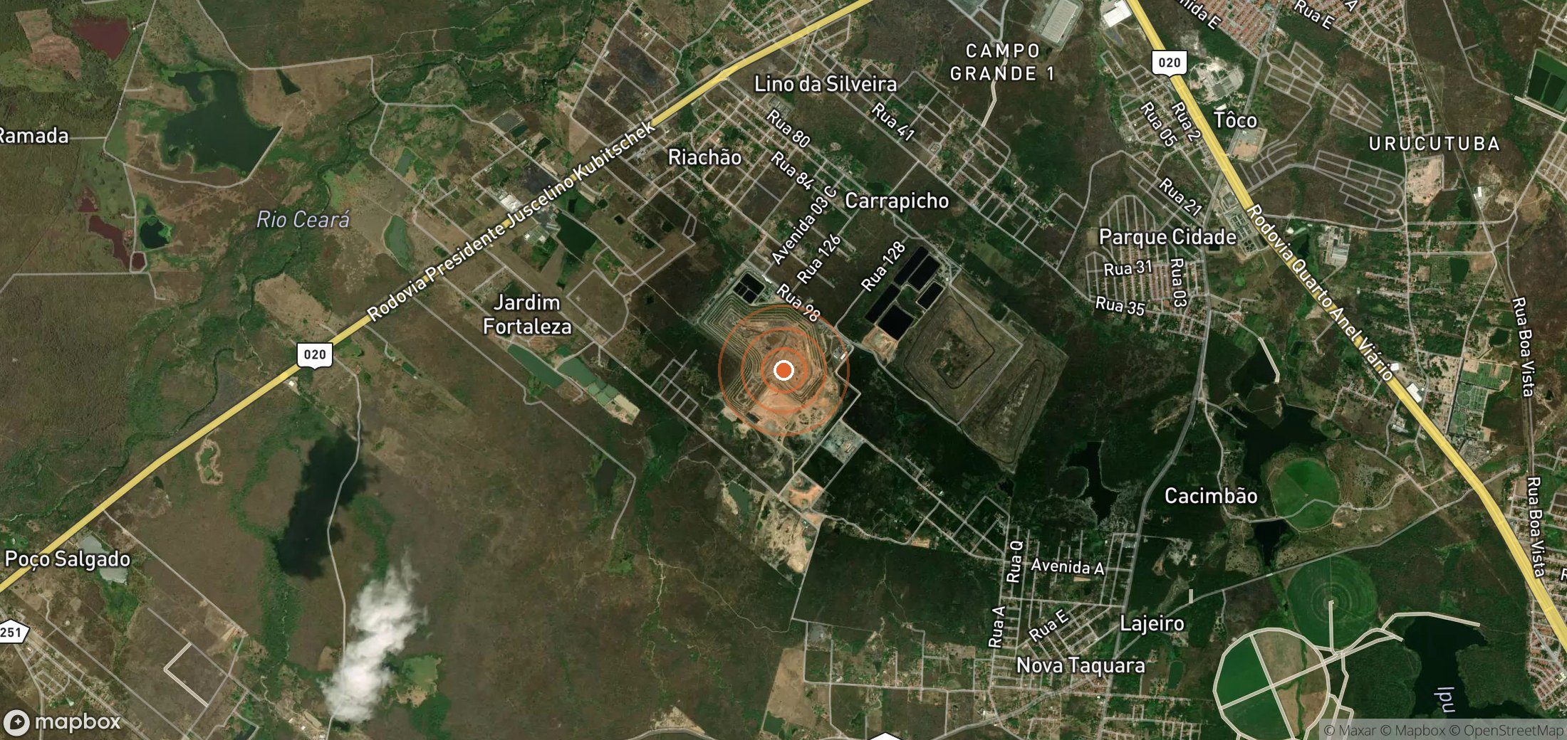 Satellite map of methane plume locations in BRA_S_023