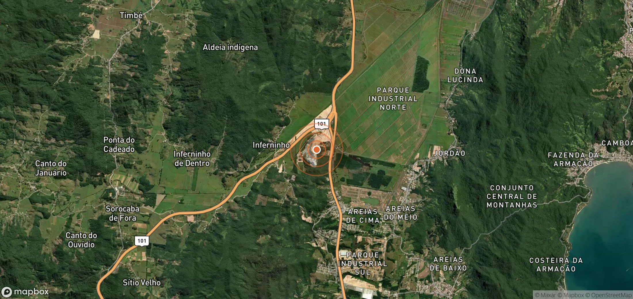 Satellite map of methane plume locations in BRA_S_028