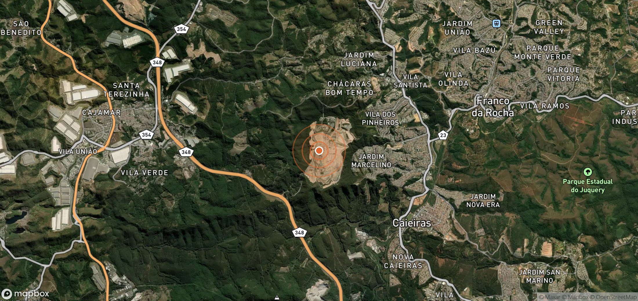 Satellite map of methane plume locations in BRA_S_031