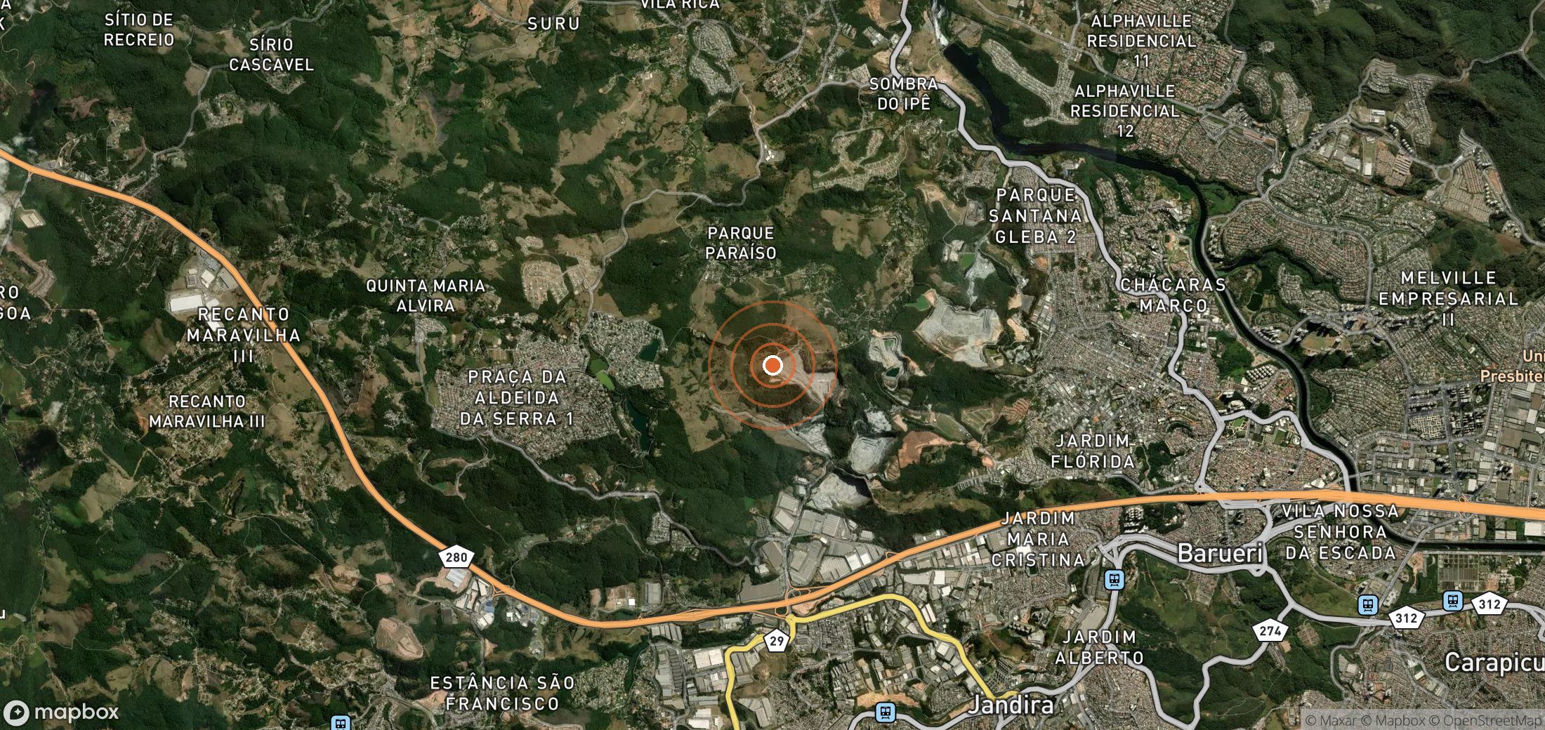 Satellite map of methane plume locations in BRA_S_032