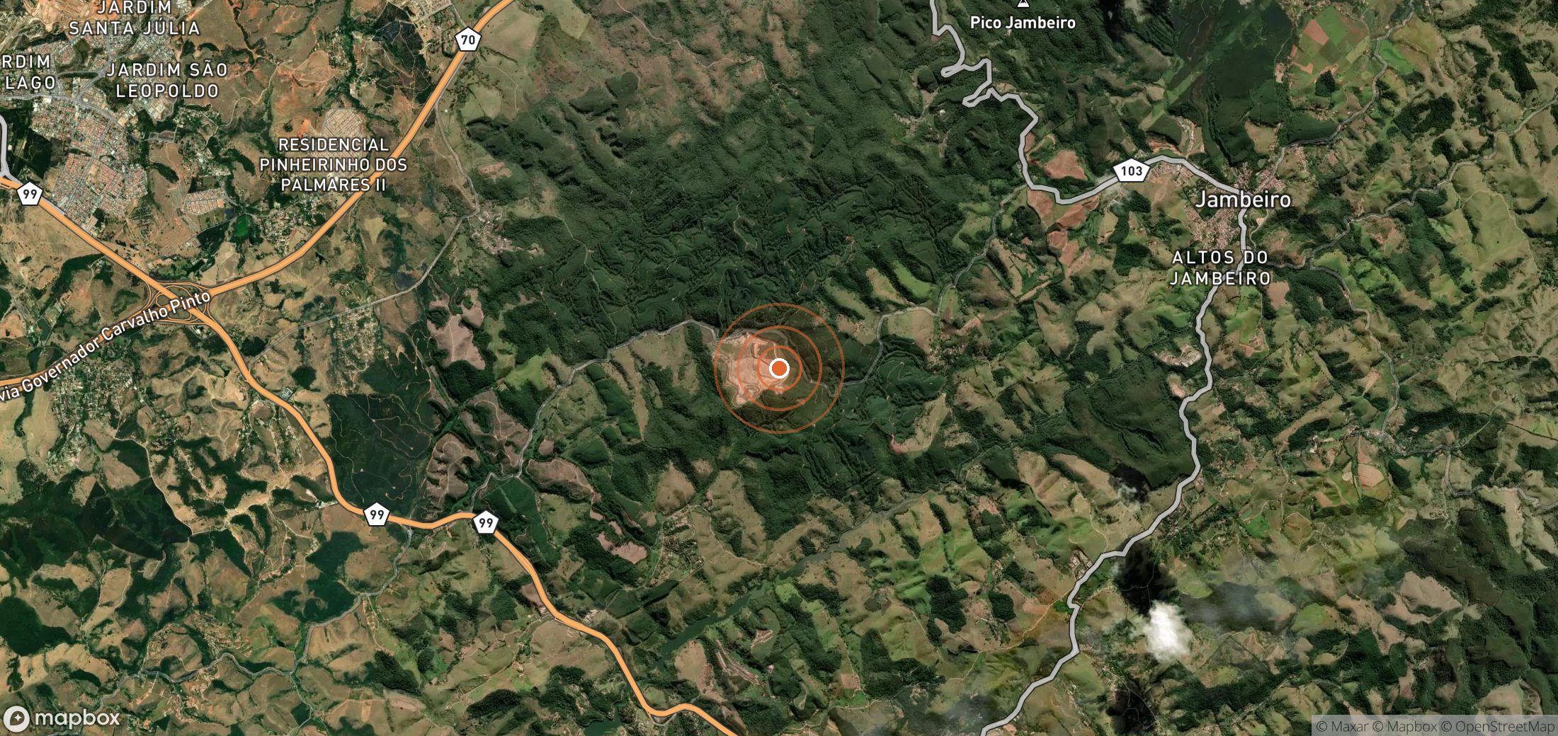 Satellite map of methane plume locations in BRA_S_047