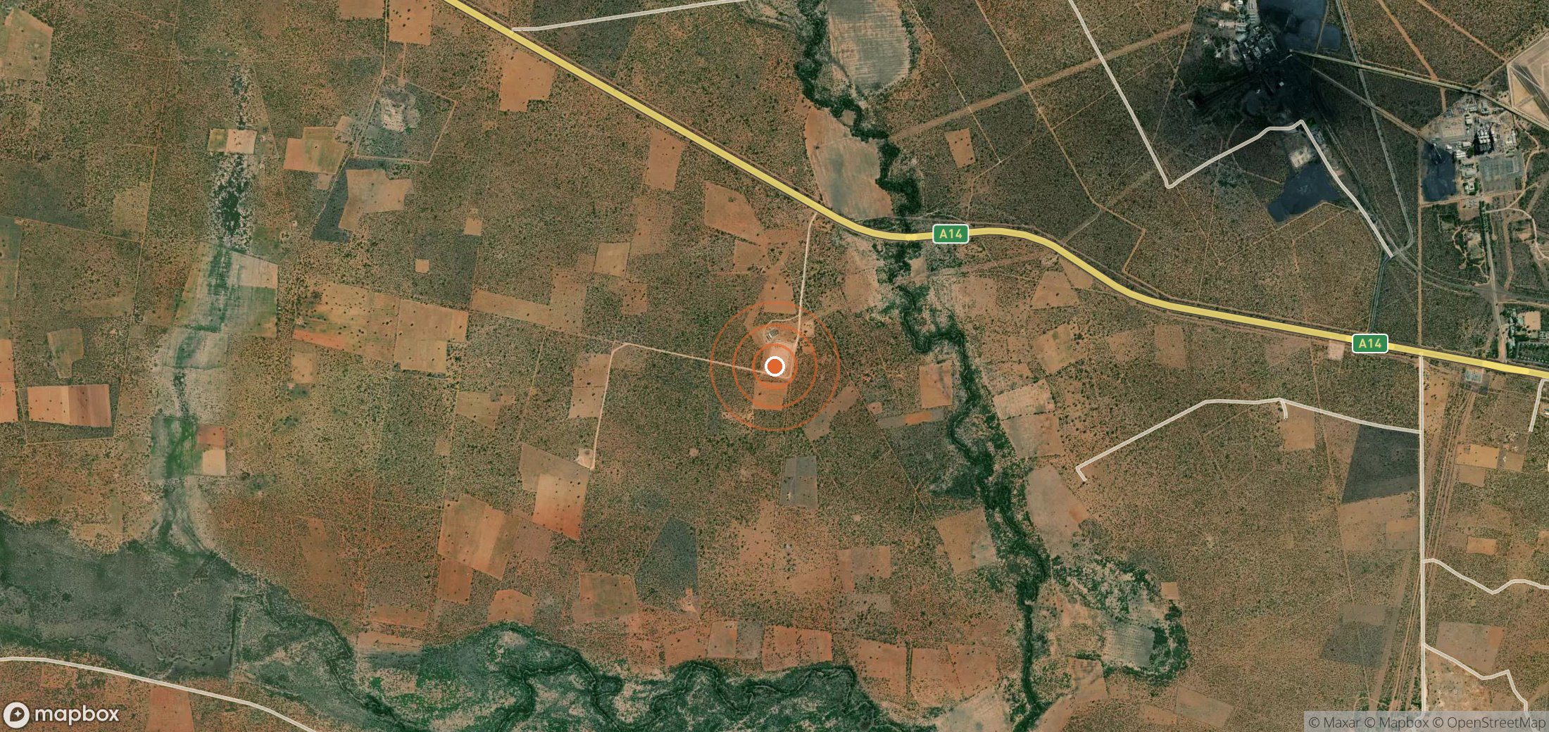 Mapa satelital de plumas de metano en BWA_S_001